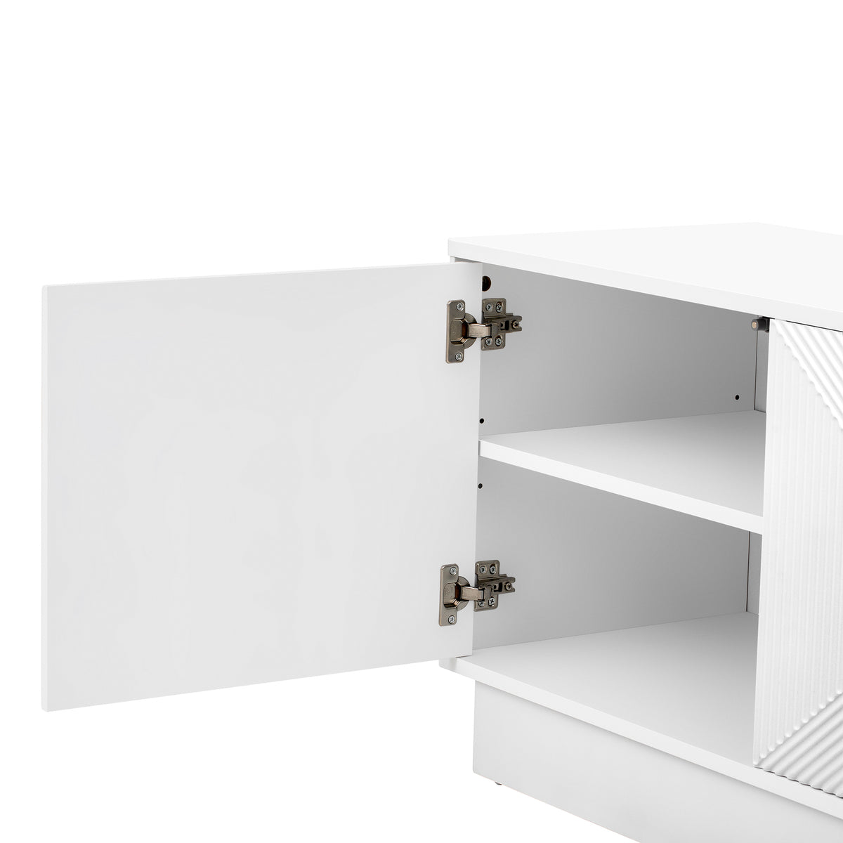 variant-group:rf-n724p426846k|Roomfitters Stylish 4-Door Wave Design TV Console with 16-Color USB LED Light, White