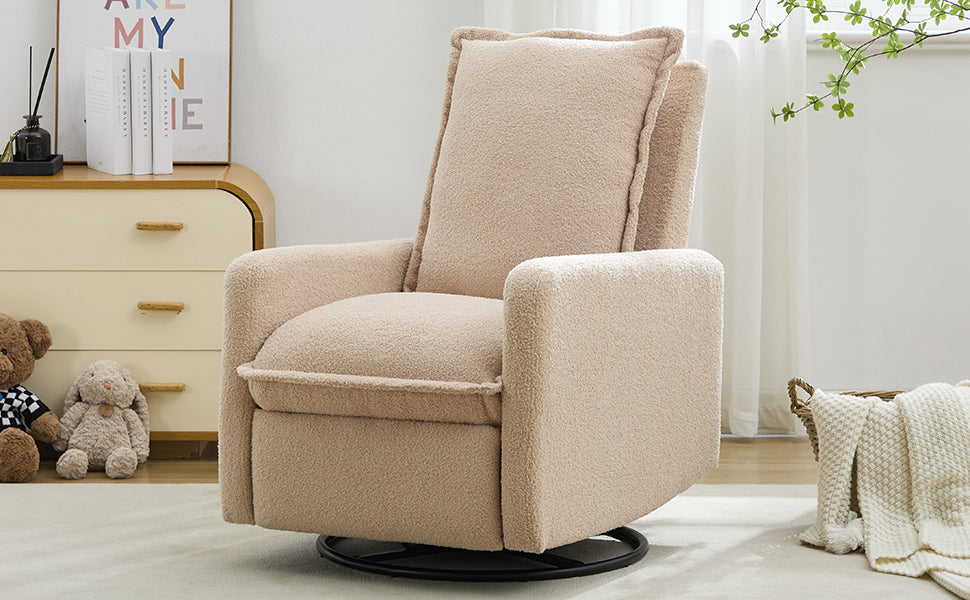 variant-group:rf-n701p348238o|Roomfitters Swivel Rocker Recliner Chair, Glider Rocking Armchair, Teddy Fleece Nursery Reclining Lounge Accent Chair, Oatmeal