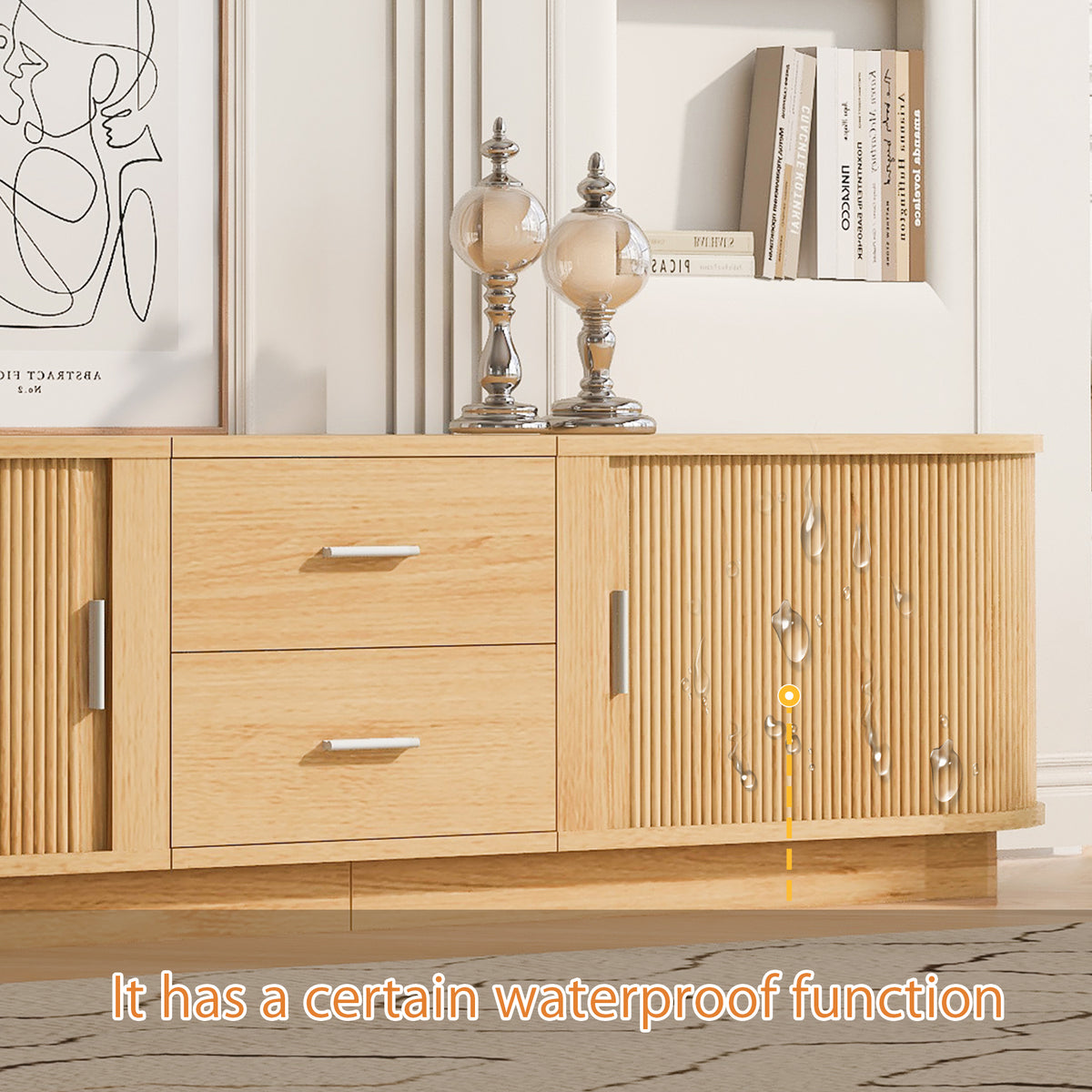 variant-group:rf-n724p420639w|Roomfitters Modern Entertainment Center Console Table with 2 Central Drawers, Acacia Wood
