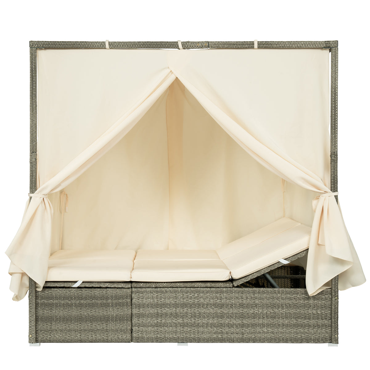 variant-group:rf-n711wy000437aaa|Roomfitters Outdoor Canopy Daybed with Cushions, Hidden Storage, Adjustable Lounge Chair, Retractable Canopy, for Patios, Beige