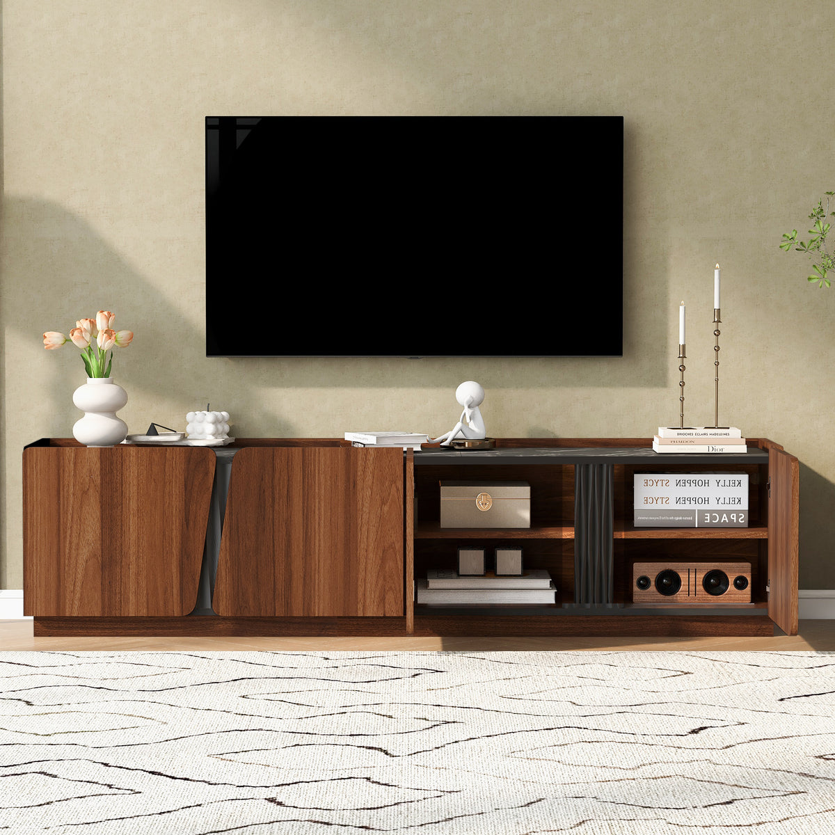 variant-group:rf-n724p426854d|Roomfitters Modern Storage Cabinet Credenza TV Media Console, Tiger Finish