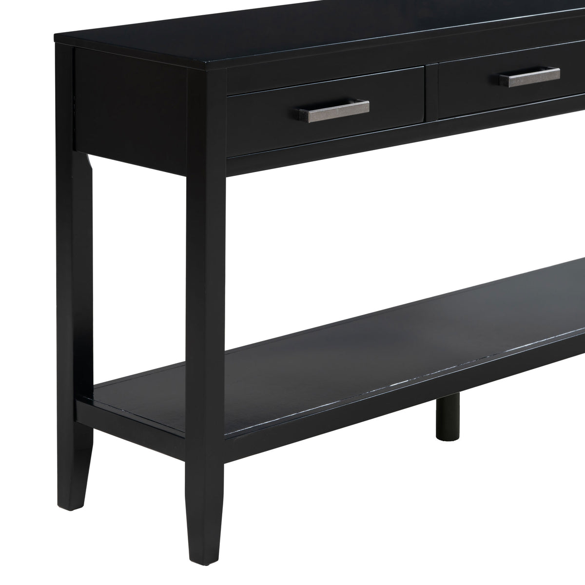 variant-group:rf-n711p410445b|Roomfitters 59.1" Farmhouse Entryway Table with 3 Drawers, Slim Console Sofa Table with Open Shelf for Hallway, Black