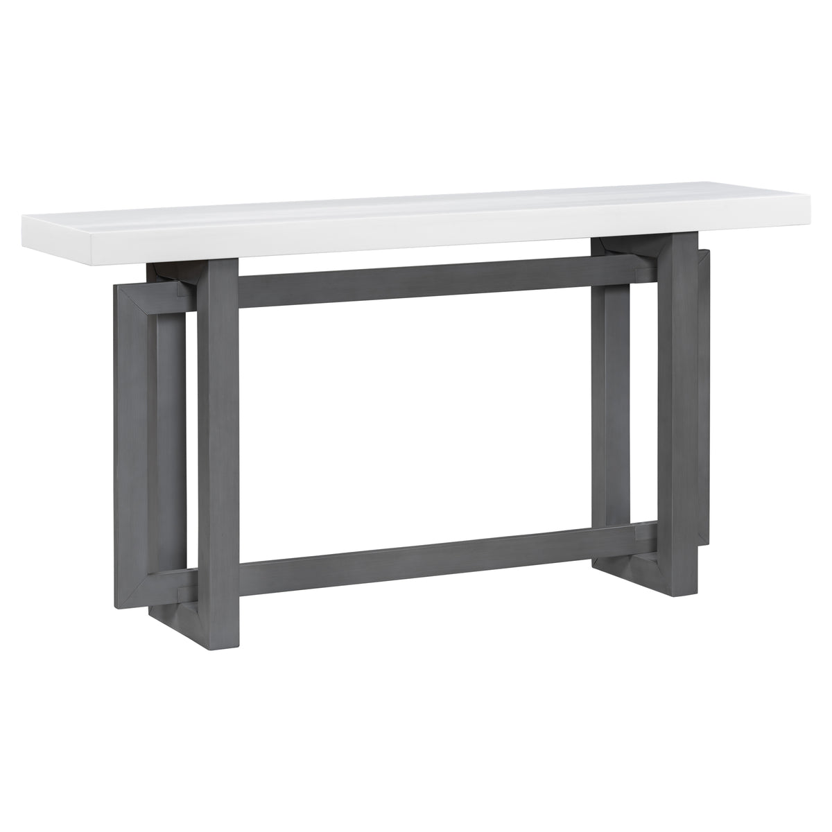 variant-group:rf-n711p410422m|Roomfitters Contemporary Dark Grey and White Pine Veneer Extra Long Console Table with Unique Triple Rectangle Solid Wood Legs