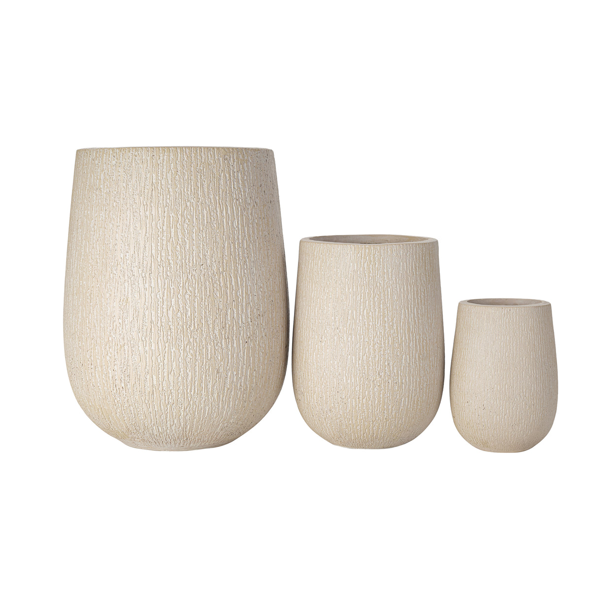 variant-group:rf-n711p406659a|Roomfitters Modern Egg-Shaped MGO Planter Set, 3-Piece Textured Faux Stone Flower Pots, Beige Patio Garden Urns
