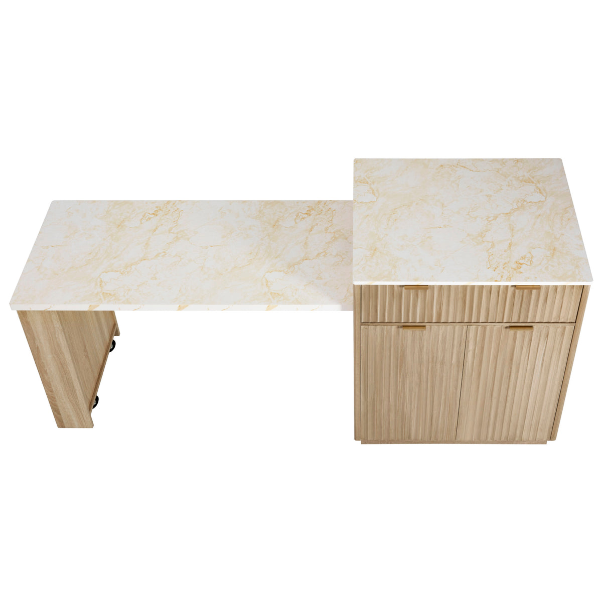 variant-group:rf-n707s000018y|Roomfitters 82.6" Fluted Kitchen Island with 51" Extendable Dining Table for 4-6, Power Outlet, Natural