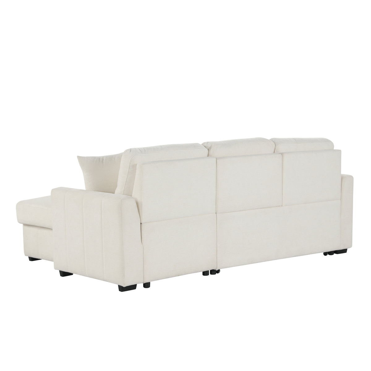 variant-group:rf-n711wy000467aaa|Roomfitters 90" L-Shaped Sectional Sleeper Sofa with Storage Chaise and Pull Out Bed, Fold Down Cup Holder Table, Beige