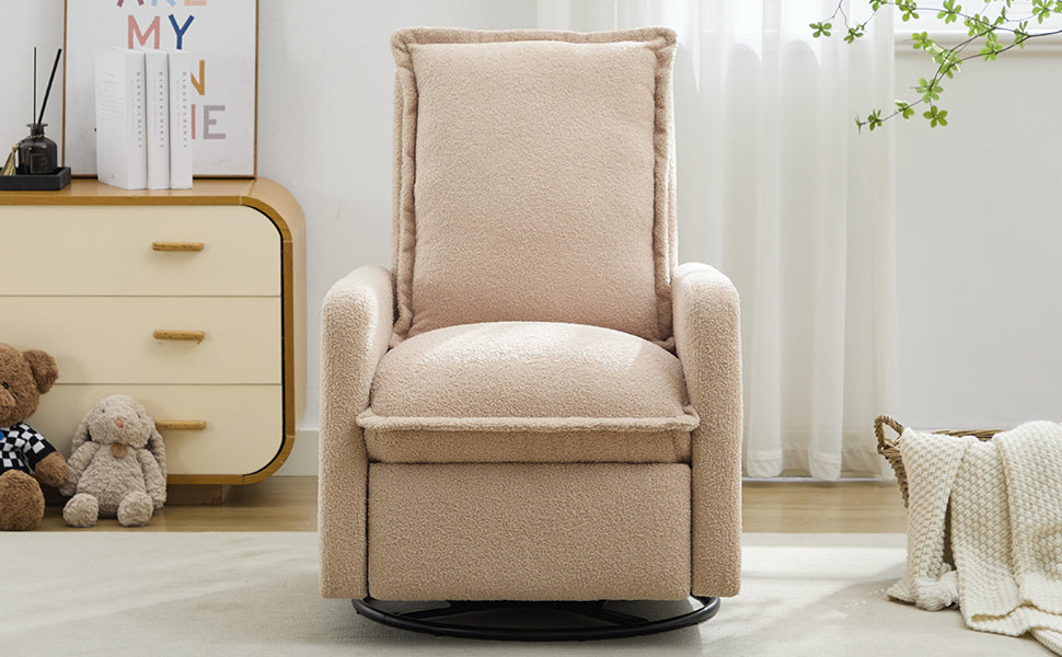 variant-group:rf-n701p348238o|Roomfitters Swivel Rocker Recliner Chair, Glider Rocking Armchair, Teddy Fleece Nursery Reclining Lounge Accent Chair, Oatmeal