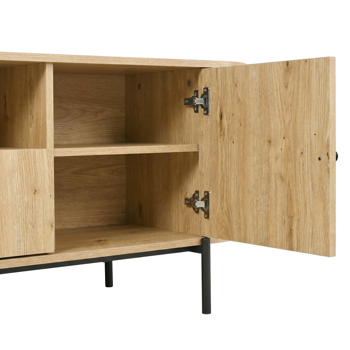 variant-group:rf-n724p437189d|Roomfitters American Style TV Stand with Rattan Arched Doors, Steel Legs, Burly Wood