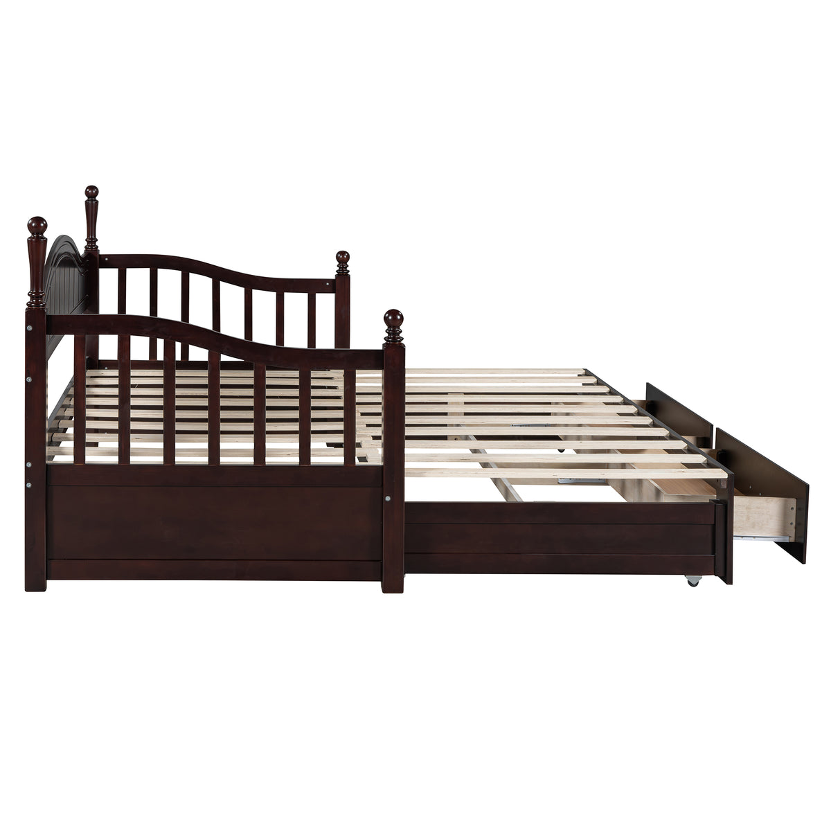 variant-group:rf-n733s173459p|Roomfitters Wooden Twin Size Daybed with Expandable Design, Twin Trundle and Two Practical Storage Drawers, Espresso