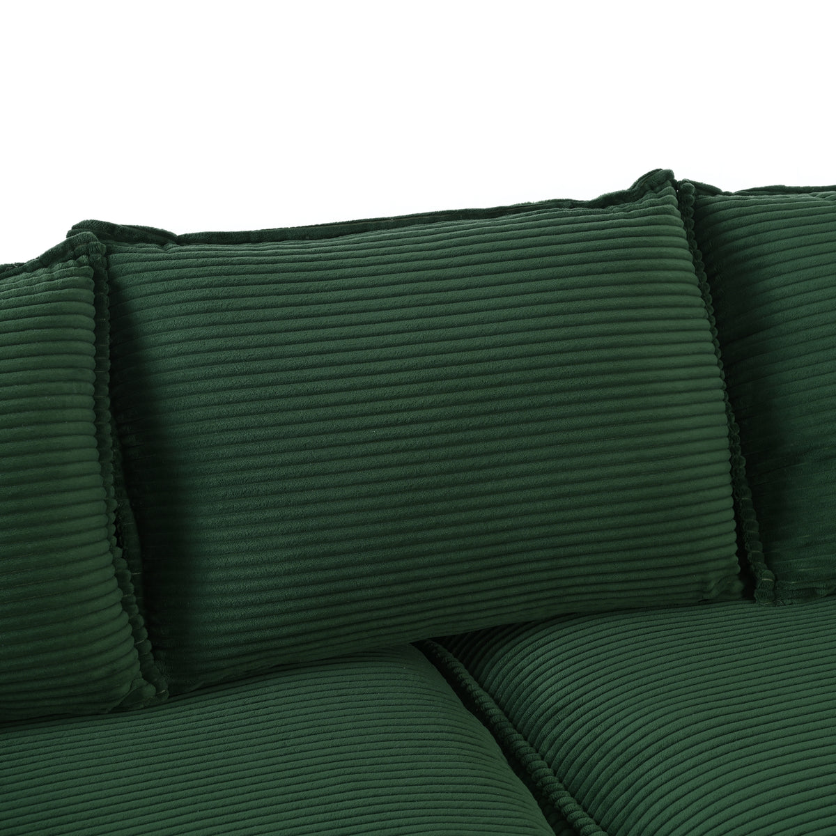 variant-group:rf-n711p192059c|Roomfitters 85.4" Modern Curved Sofa, Back Upholstered Couch with 2 Decorative Throw Pillows, Corduroy Fabric Couch for Living Room, Bedroom, Apartment, Dark Green