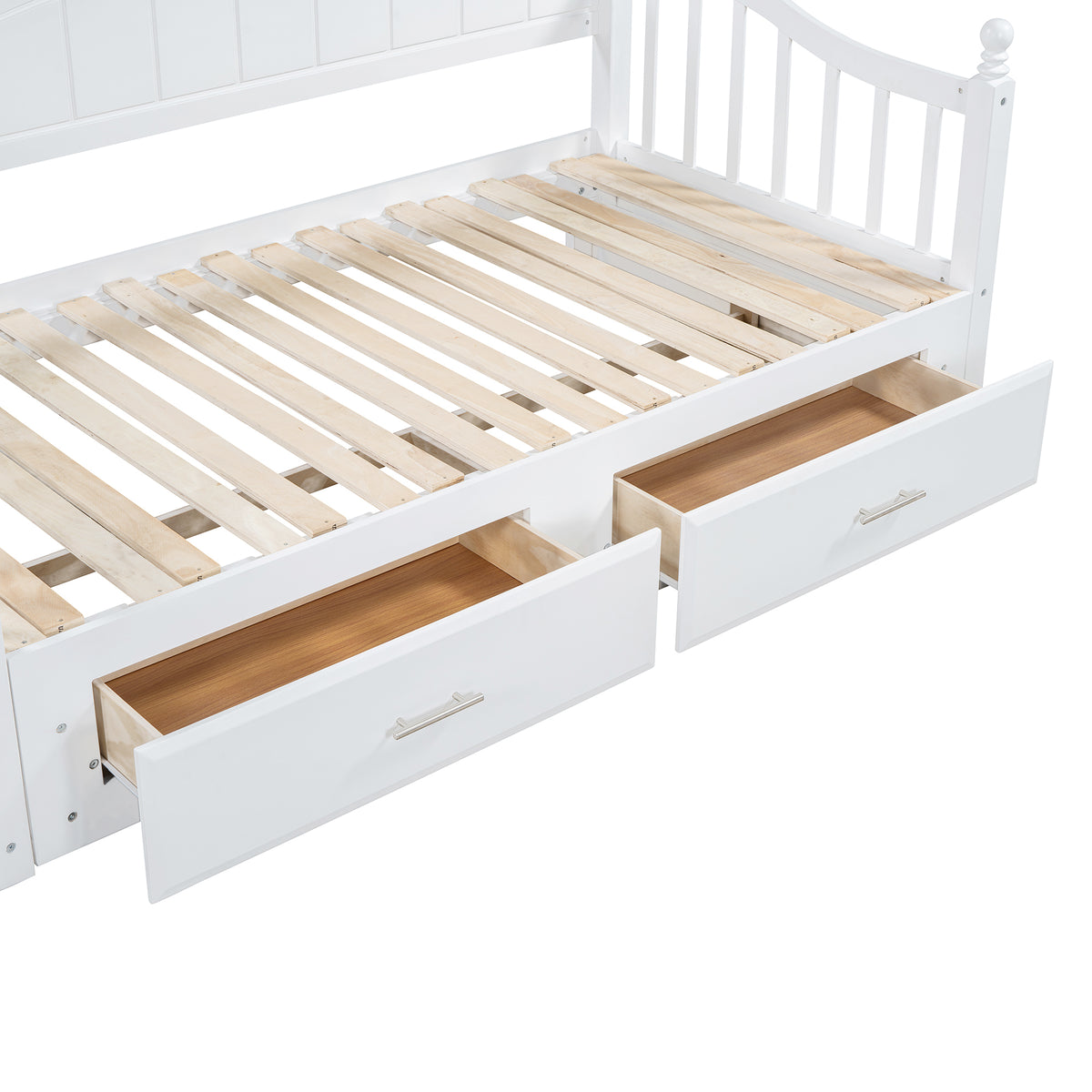 variant-group:rf-n733s173459k|Roomfitters Wooden Twin Size Daybed with Extendable Frame, Twin Trundle and Additional Storage Drawers, White