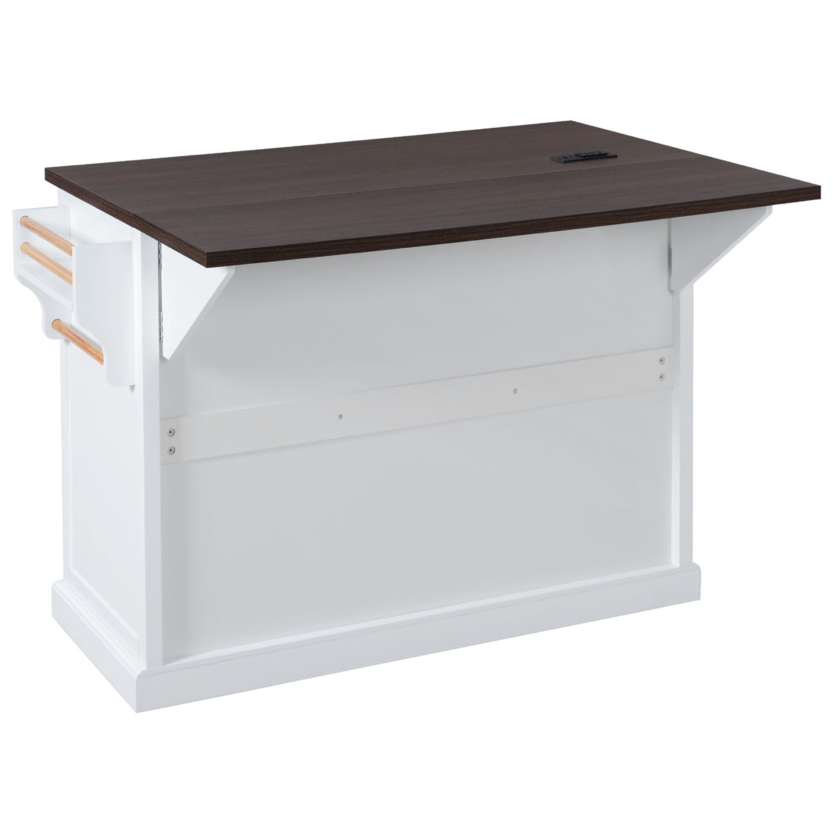variant-group:rf-n707s300277w|Roomfitters 54.9" Kitchen Island with Drop Leaf, Rolling Kitchen Cart with Barn Door and Glass Door, Storage Cabinet, White