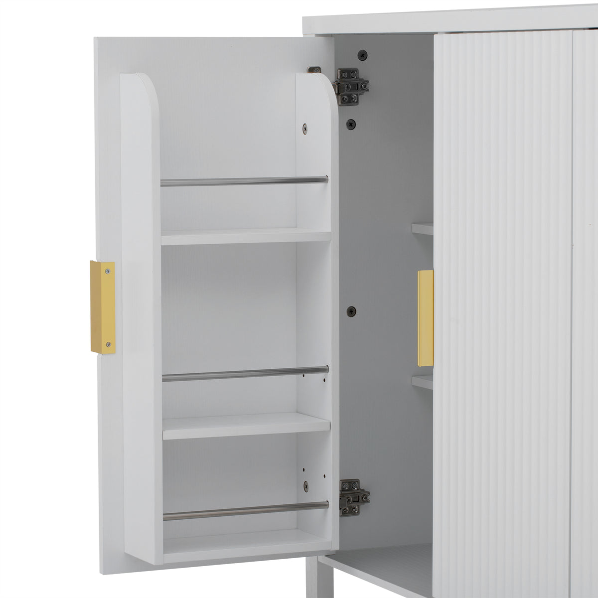 variant-group:rf-n711p345170k|Roomfitters 57.5" Sideboard Buffet Cabinet with 3 Door Mid-century Modern Fluted Storage for Kitchen & Dining Room, White