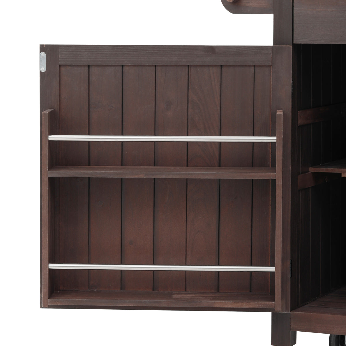 variant-group:rf-n707p409087z|Roomfitters 54.1" Grill Cart, Outdoor Kitchen Prep Station with Stainless Steel Top and Propane Tank Storage, Dark Brown