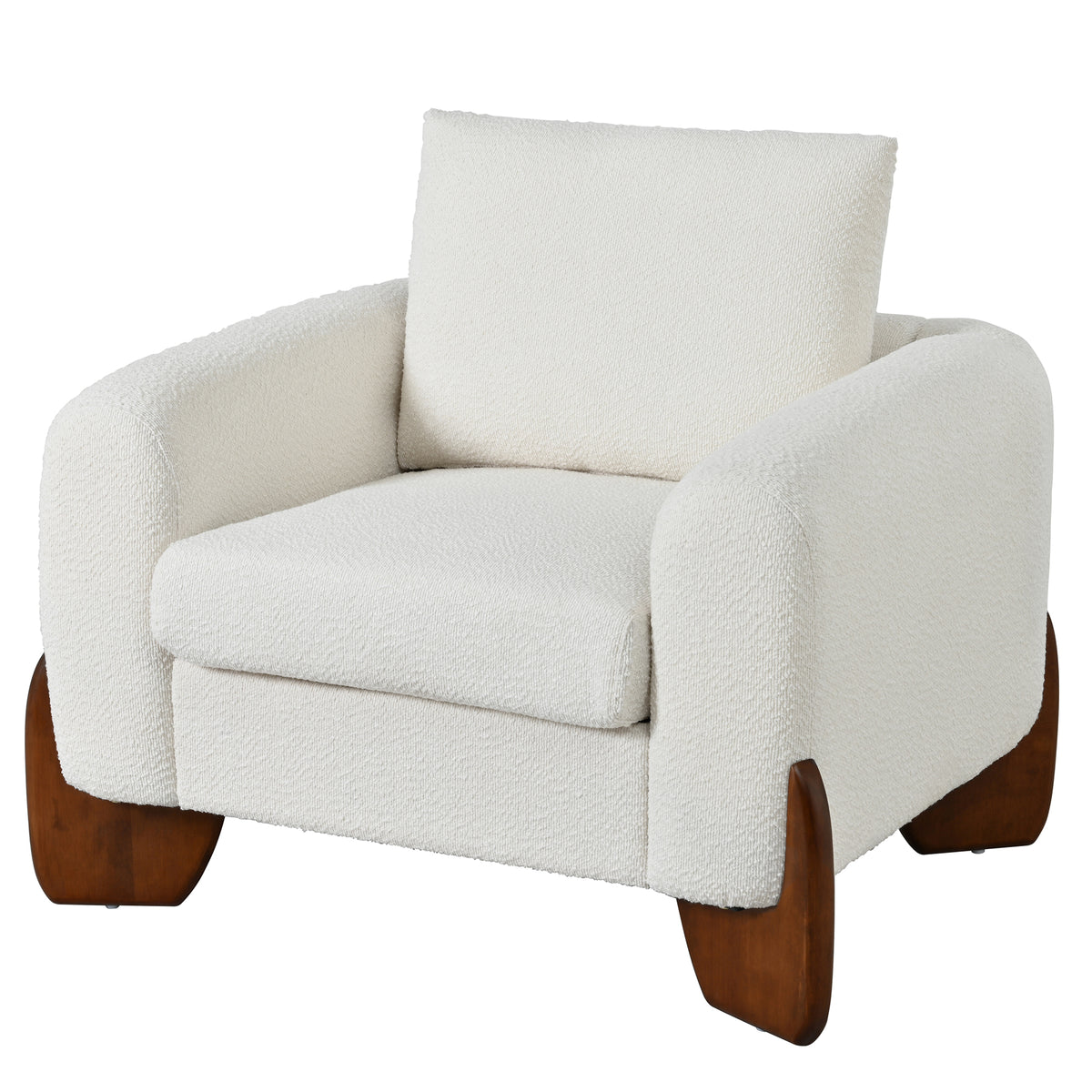 variant-group:rf-n711wy000479aaa|Roomfitters Modern 3-Piece Living Room Sofa Set, Bouclé Fabric Loveseat and 2 Armchairs Pack, Beige Pinewood Lounge