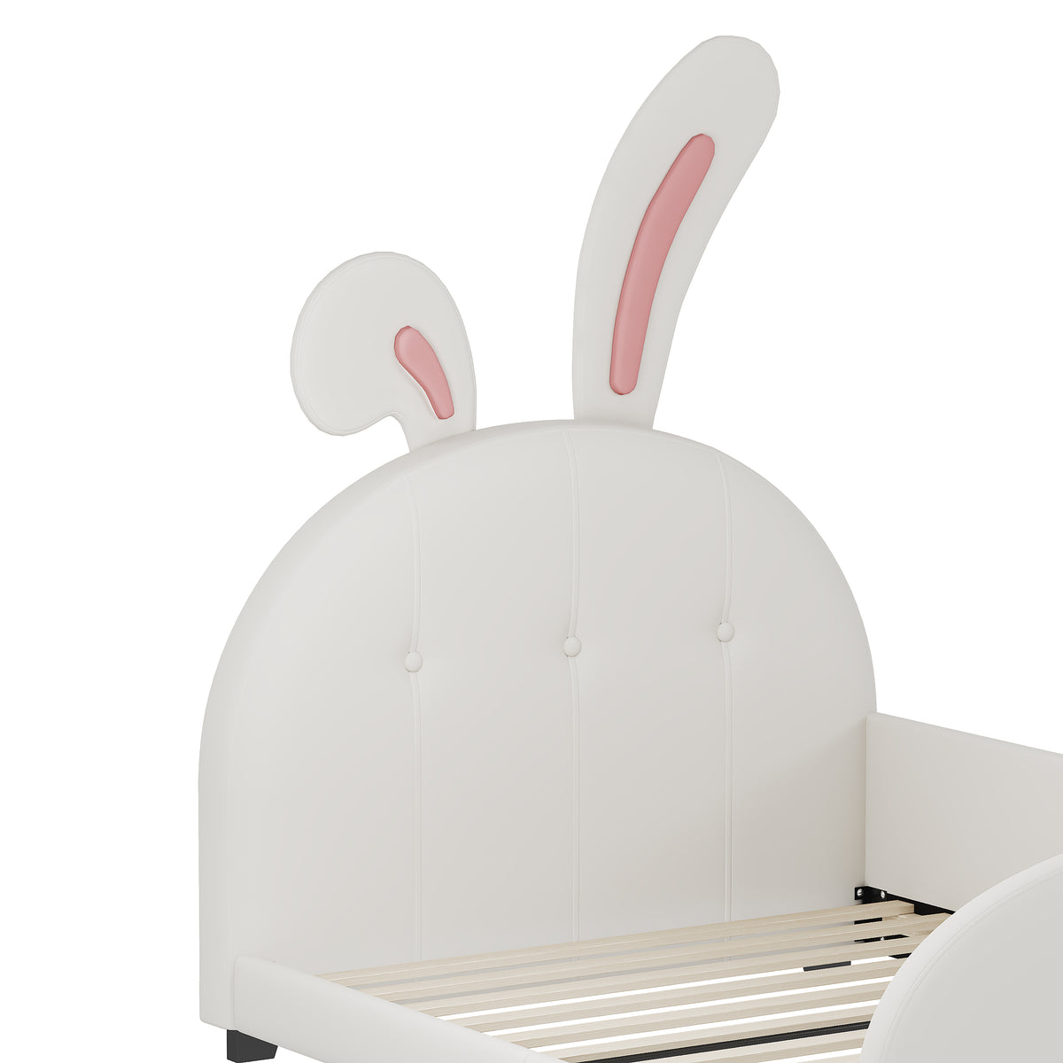 variant-group:rf-n733p198764k|Roomfitters Rabbit-Shaped Princess Twin Platform Bed with Upholstered Headboard and Footboard, White