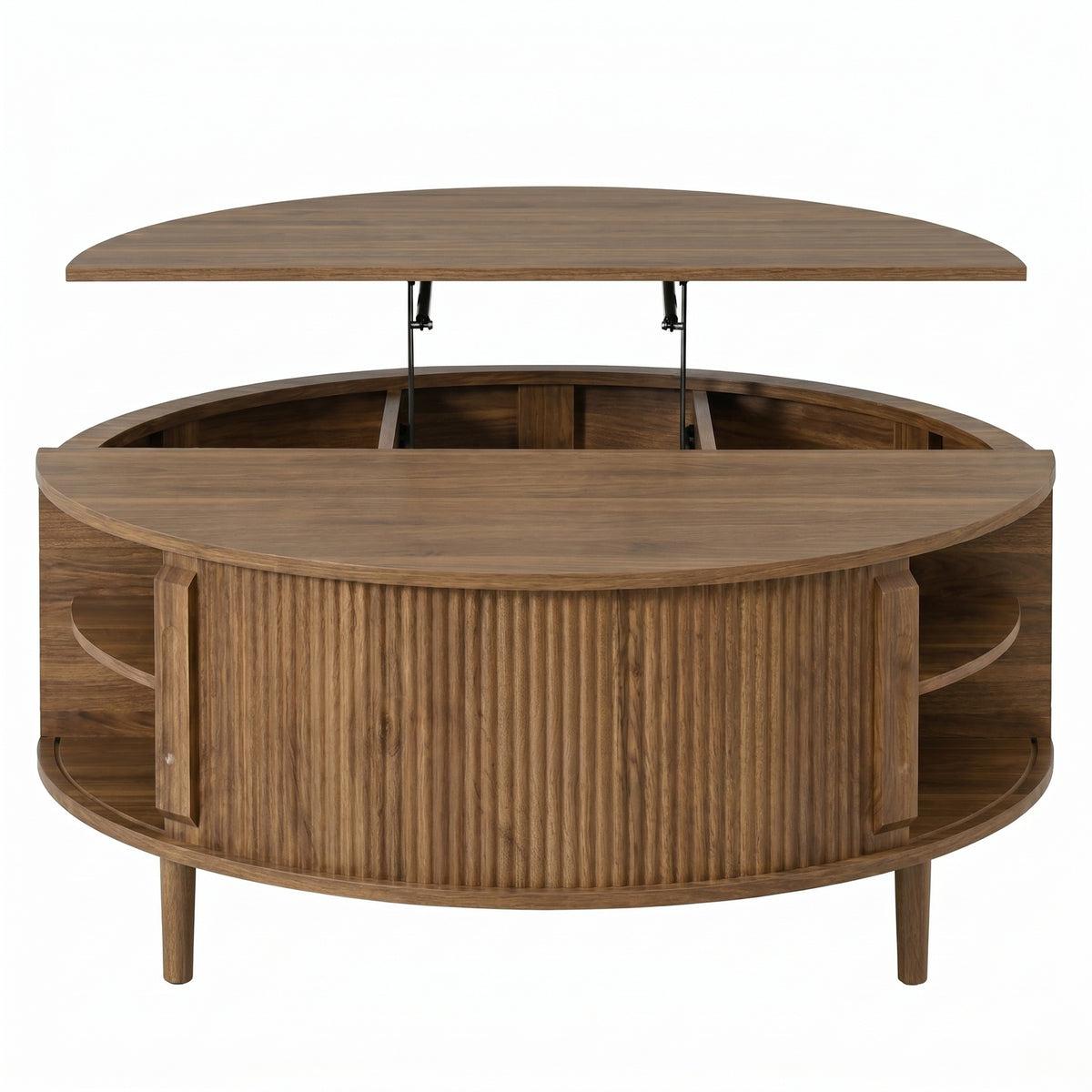 variant-group:rf-n724p416053m|Roomfitters Minimalist Round Lift-Top Coffee Table with Side Sliding Door, Antique Brown