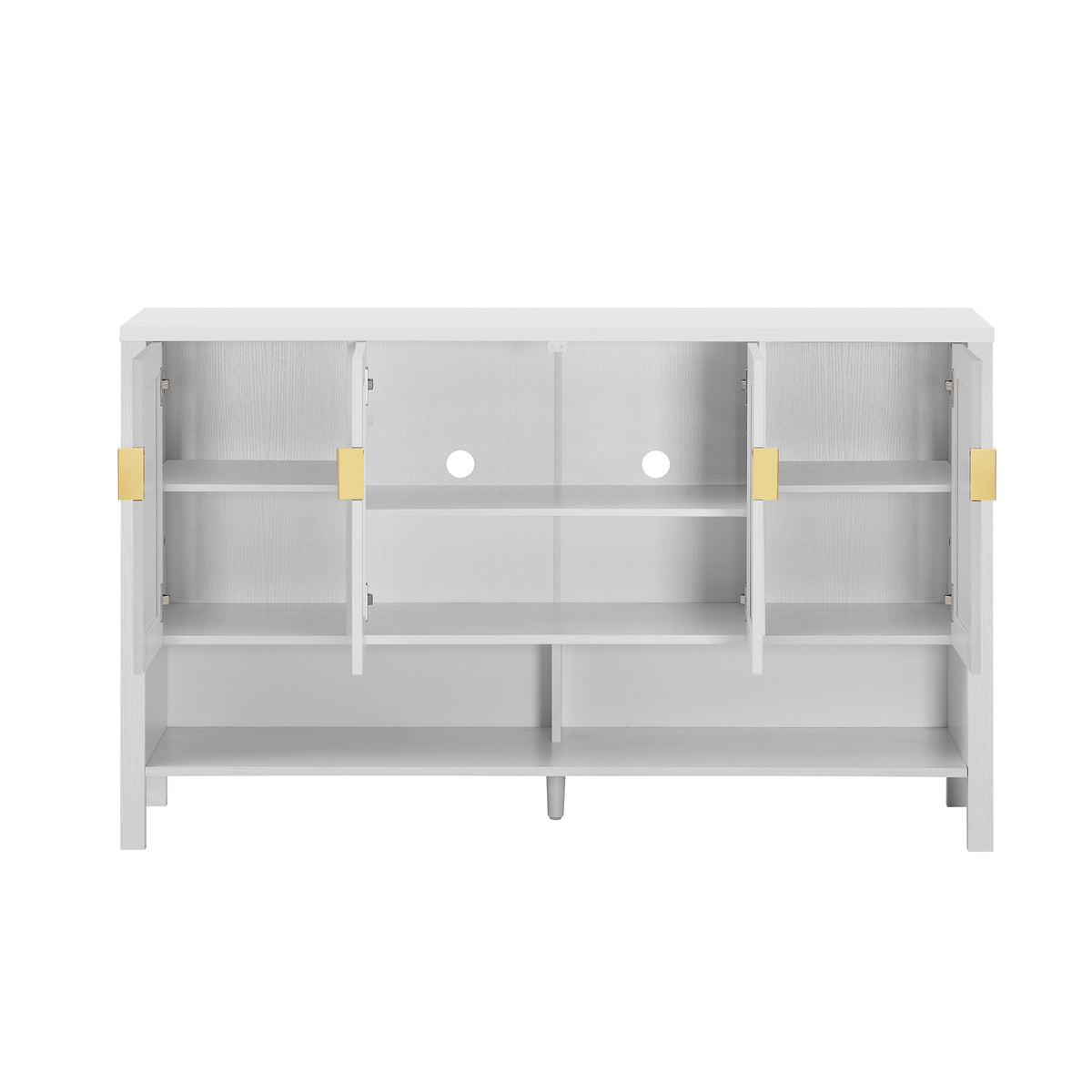 variant-group:rf-n711p345165k|Roomfitters Sideboard Buffet Cabinet with 4 Door Mid-century Modern Geometric Storage and Open Shelf for Kitchen & Dining, White