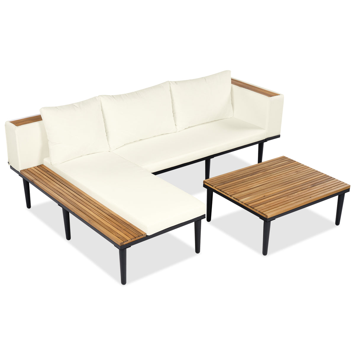 variant-group:rf-n704f201251a|Roomfitters L-Shaped Outdoor Sectional Sofa Set with Built-in Wood Side Tables and Coffee Table, Patio Conversation Set, Beige