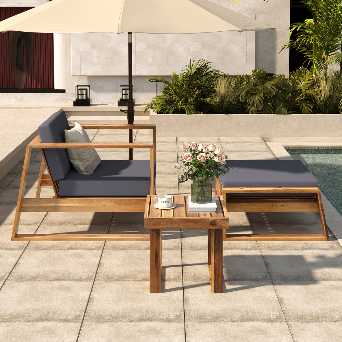 variant-group:rf-n711wy000431aae|Roomfitters Acacia Wood Outdoor Lounge Set - Chair & Ottoman for Patios, Balconies, Gardens, Natural+Gray