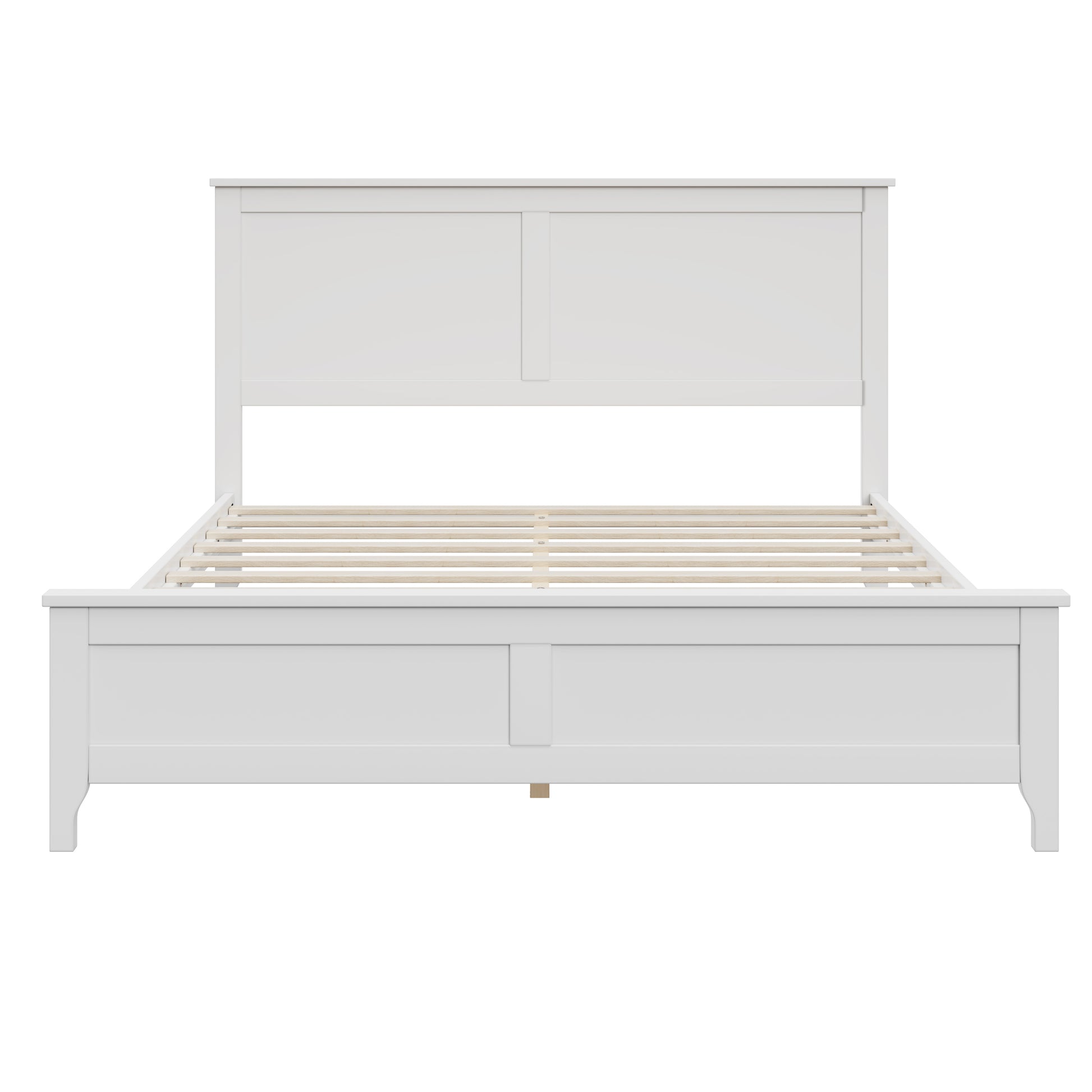 variant-group:rf-n701bs701p414285k|Roomfitters Queen Size Bed Frame with Paneled Headboard and Footboard, Traditional Wooden Platform Bed Frame, White