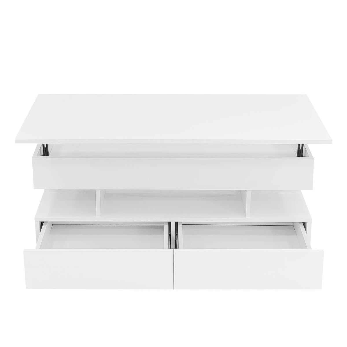 variant-group:rf-n724p290058k|Roomfitters Lift-Top Coffee Table with Hidden Storage and 2 Drawers, Multi-Functional Modern Table, White