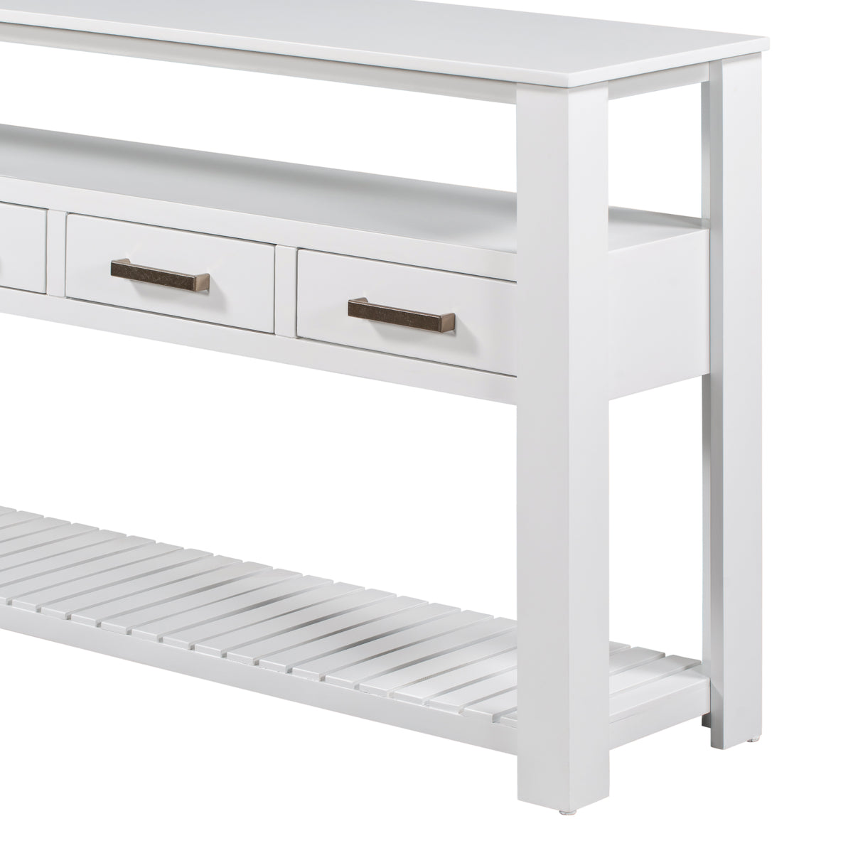 variant-group:rf-n711p410406k|Roomfitters 61.5" Entryway Table with 4 Drawers, 3-Tier Console Sofa Table with Open Shelves for Hallway, White