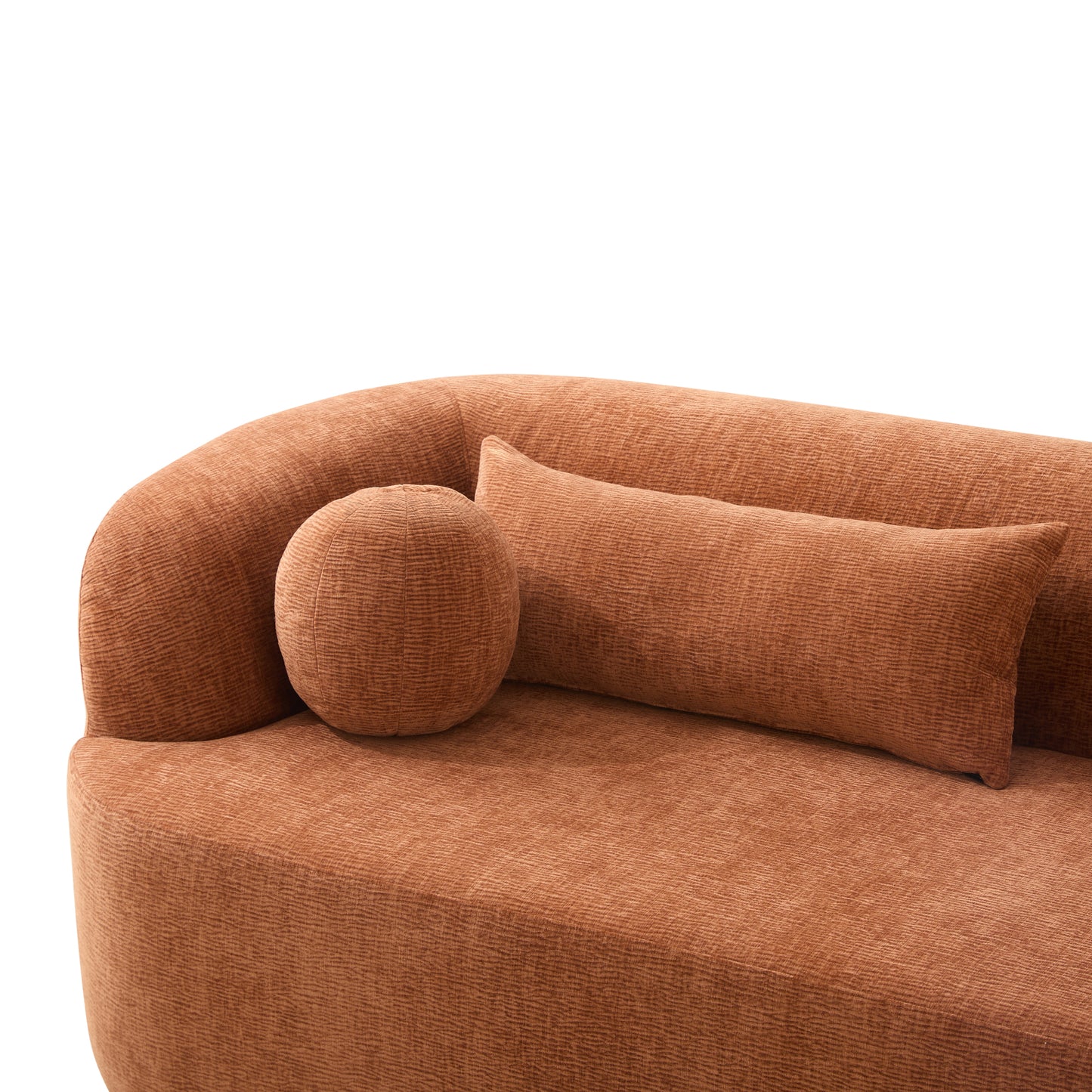 variant-group:rf-n723p404465g|Roomfitters 86 Inch Modern Curvy Sofa, 3-Seater Rounded Upholstered Couch with Plush Throw Pillows for Living Room, Orange