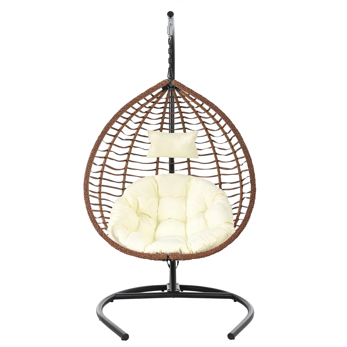 variant-group:rf-n711p389502k|Roomfitters Indoor Outdoor Hanging Egg Hammock Chair with Stand, Wicker Rattan Swing for Patio and Bedroom, Brown+Beige