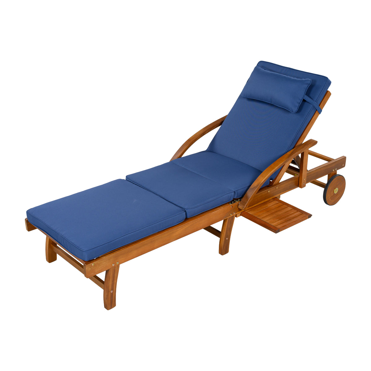 variant-group:rf-n711p415859c|Roomfitters Modern Resort Navy Blue Acacia Wood Outdoor Chaise Lounge Chair, Poolside Recliner, Retractable Tray