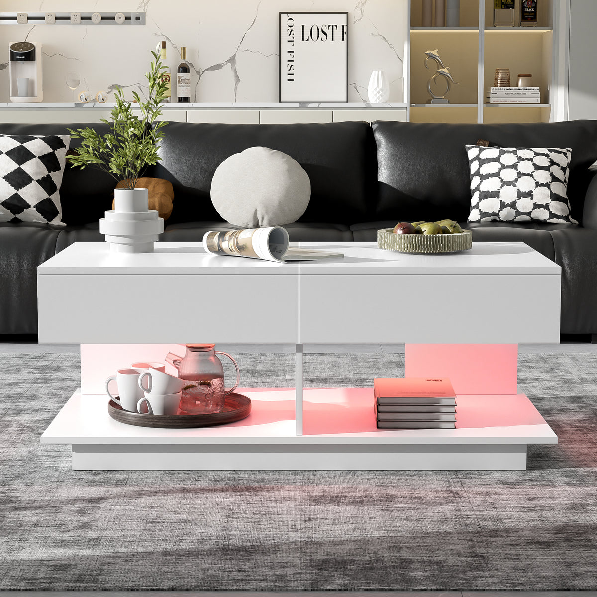 variant-group:rf-n724p290061k|Roomfitters Extendable Coffee Table with Hidden Storage and Compartments, Adjustable Multifunctional Center Table, White