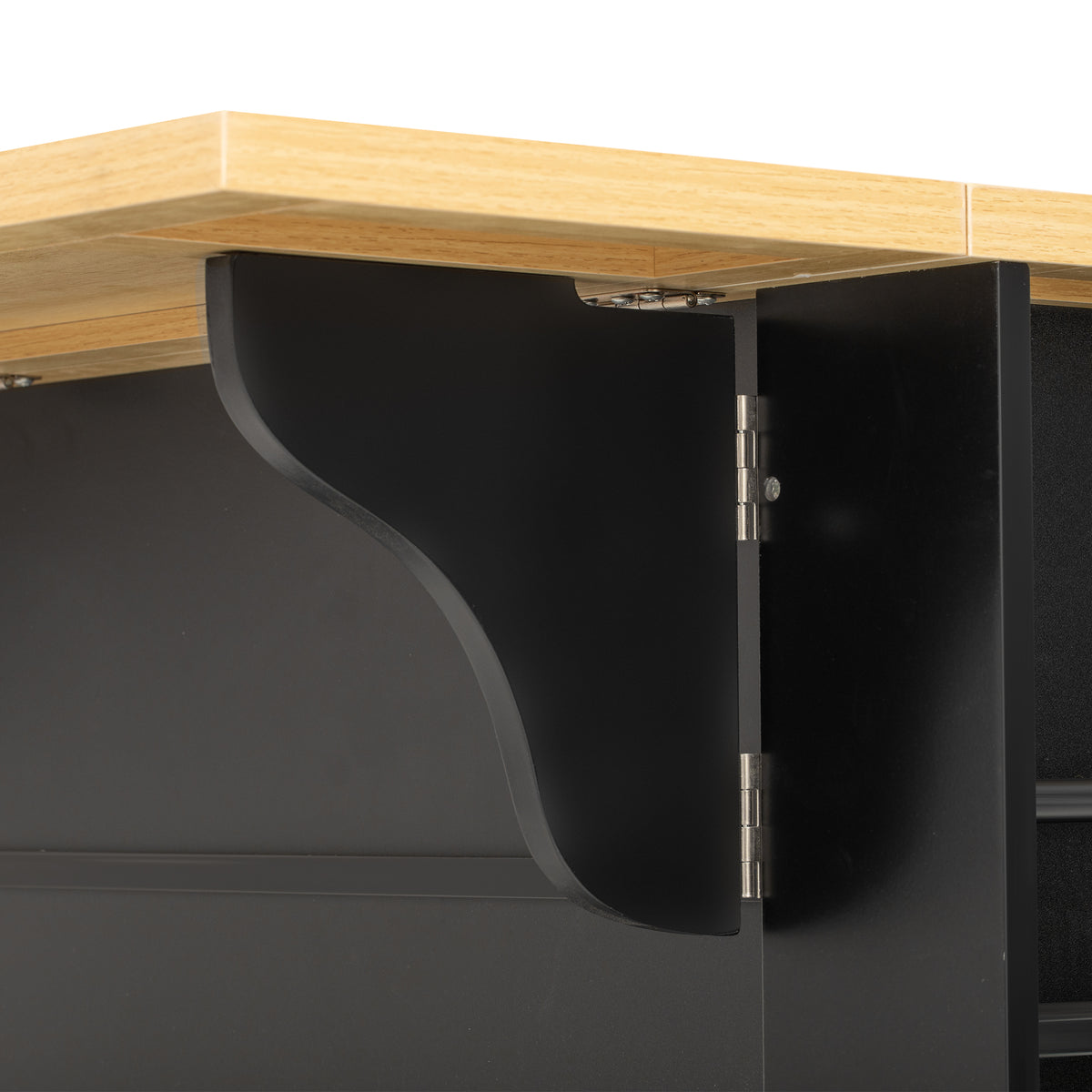 variant-group:rf-n707s307292b|Roomfitters 51" Kitchen Island with Power Outlet and Drop Leaf, Rolling Cabinet with Pull-Out Trash Can Drawer, Black