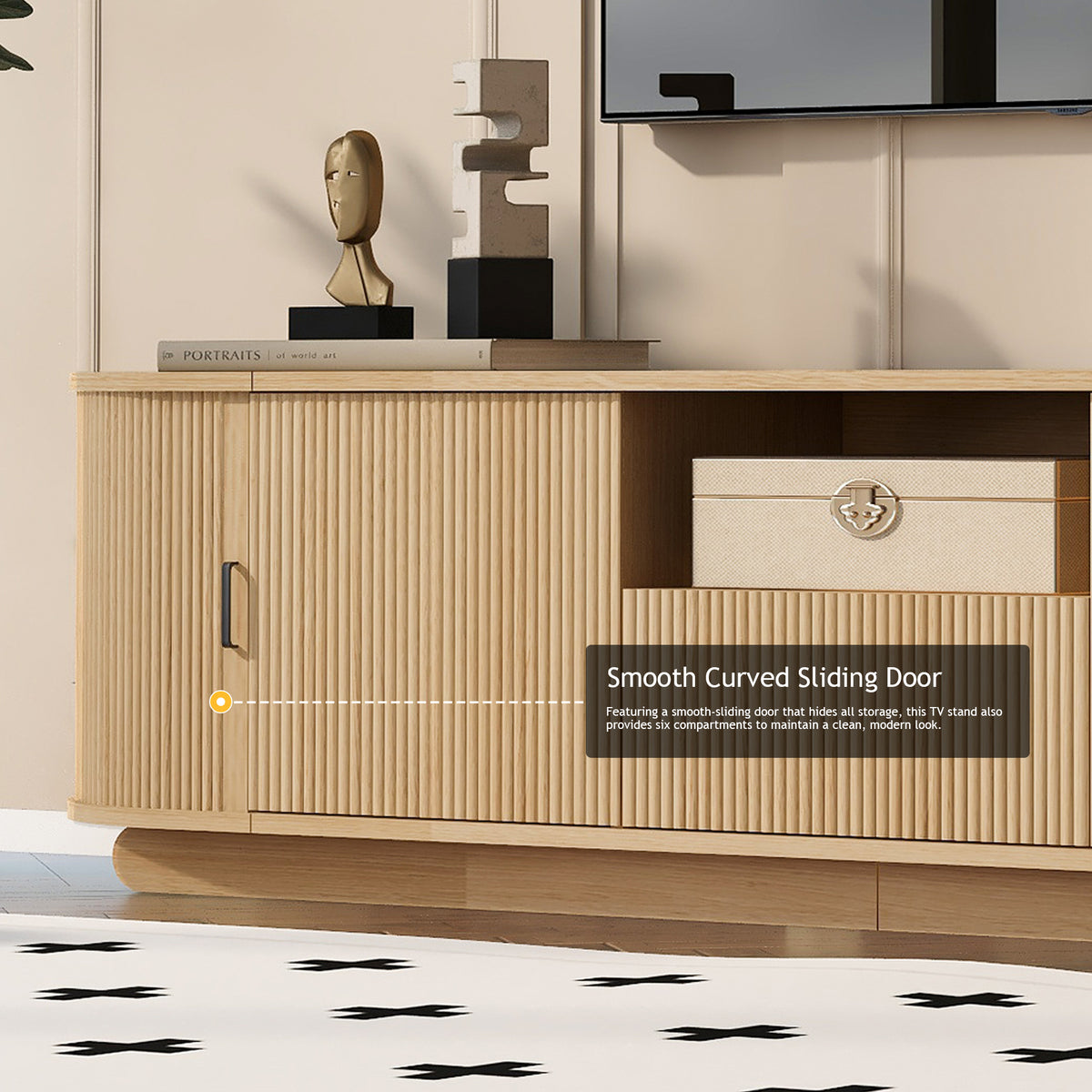 variant-group:rf-n724p420628w|Roomfitters American Style TV Stand Console with Hidden Sliding Doors, Large, Acacia Wood