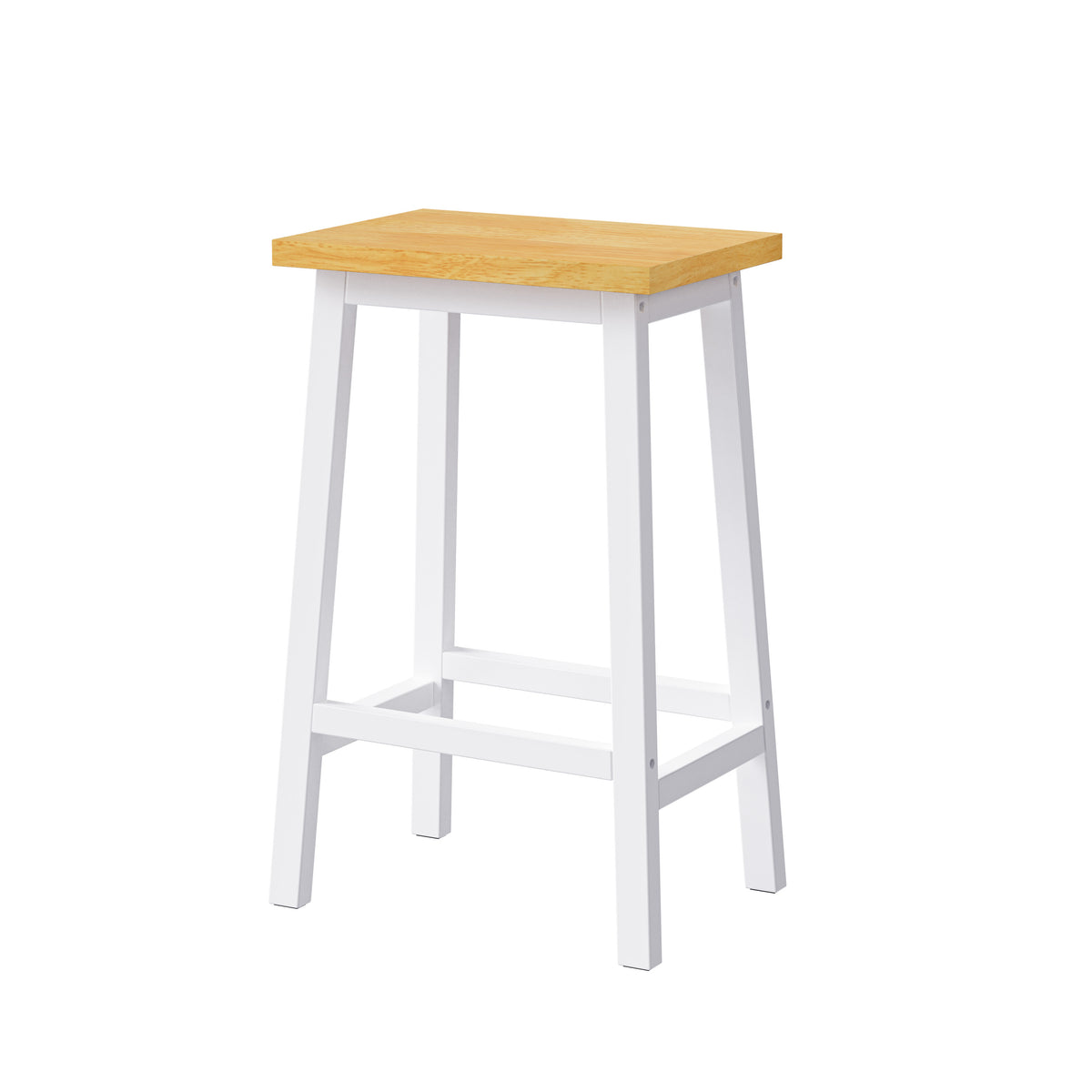 variant-group:rf-n707p185529w|Roomfitters Set of 2 Counter Height Stools, 25.6" A-Frame Solid Wood Bar Stools with Contoured Wood Seat & Footrest, White