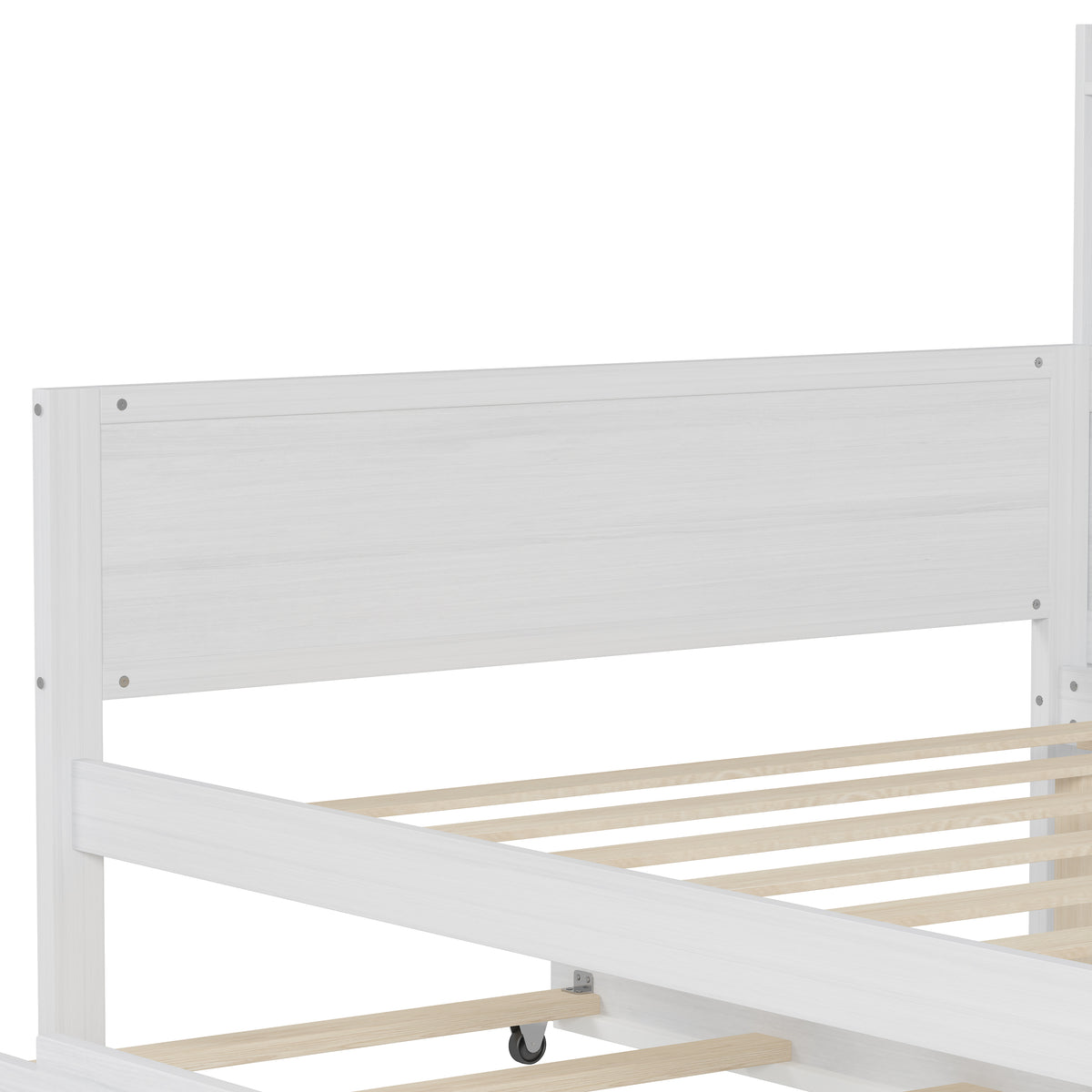 variant-group:rf-n733s373389k|Roomfitters Twin Daybed with Trundle, Storage Shelves and Desk, Wooden Multi-Functional Bed, Antique White