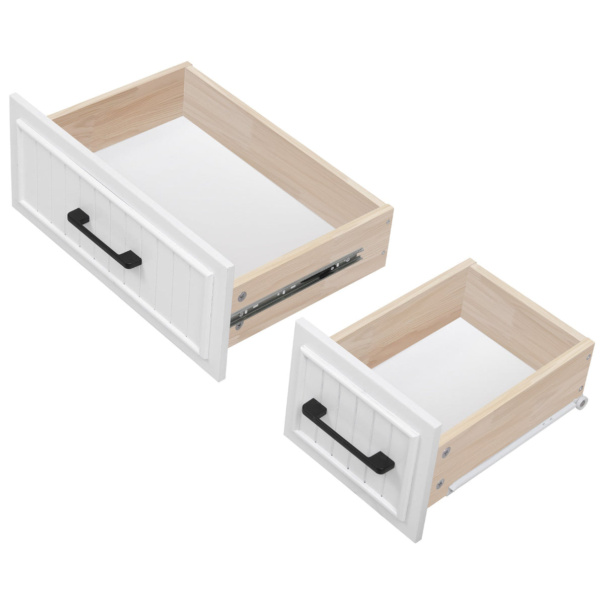 Roomfitters 56.5" Kitchen Island with Drop Leaf, Rolling Kitchen Cart with 5 Storage Drawers, Spice Rack & Towel Holder, White