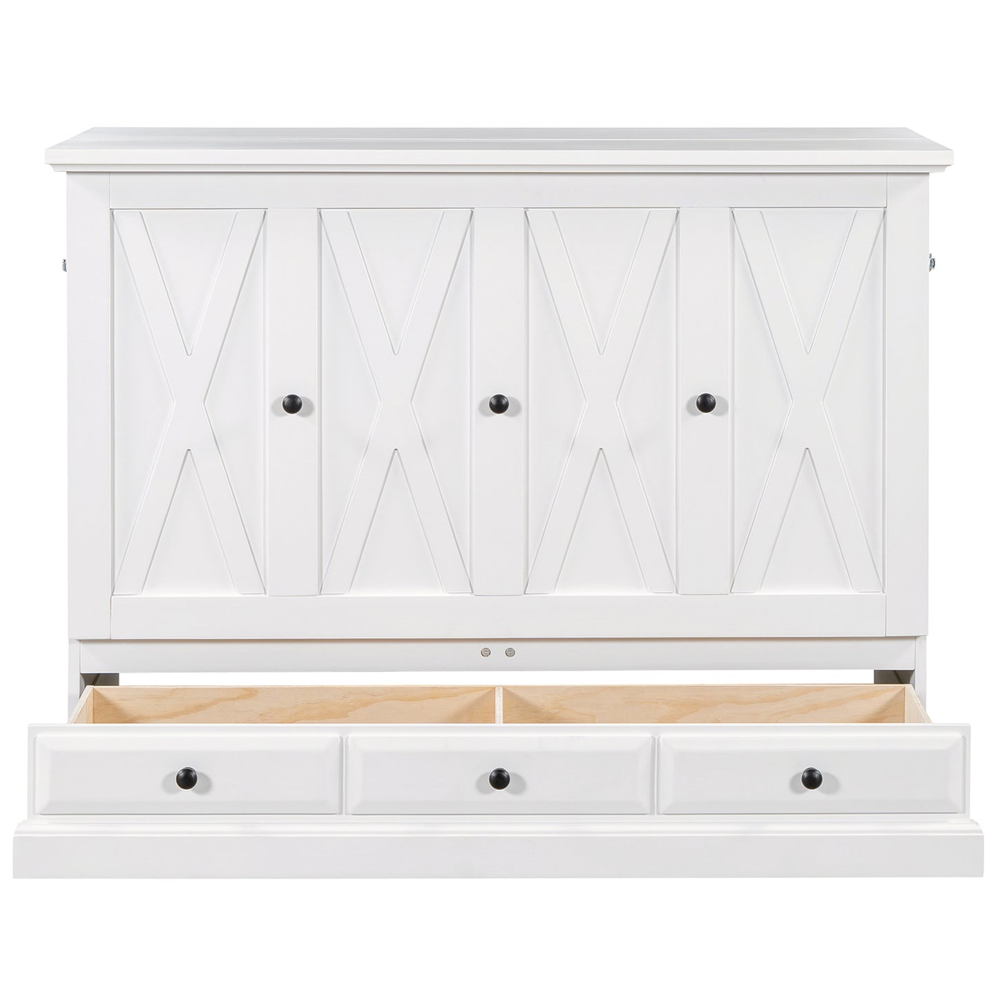 variant-group:rf-n701bs701p170501k|Roomfitters Full Size Murphy Bed Cabinet with Charging Station and Storage Drawer, Freestanding Fold Out Guest Bed, White