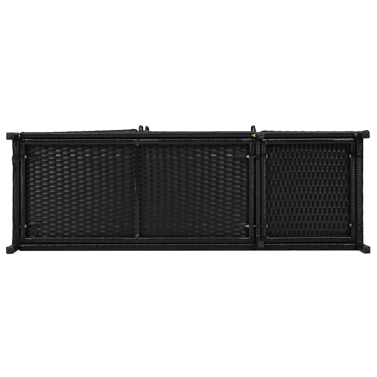 variant-group:rf-n707p233745b|Roomfitters 47.5" Wicker Outdoor Storage Cabinet, Rattan Bar Table with Glass Top, Adjustable Shelf, 3 Doors, Black Brown