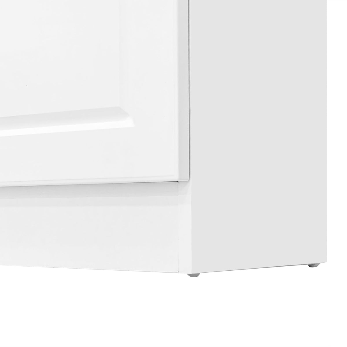 Roomfitters Entryway Bench with Shoe Cabinet and Mirror Door, Foldable Seat and 4 Hooks, White Roomfitters