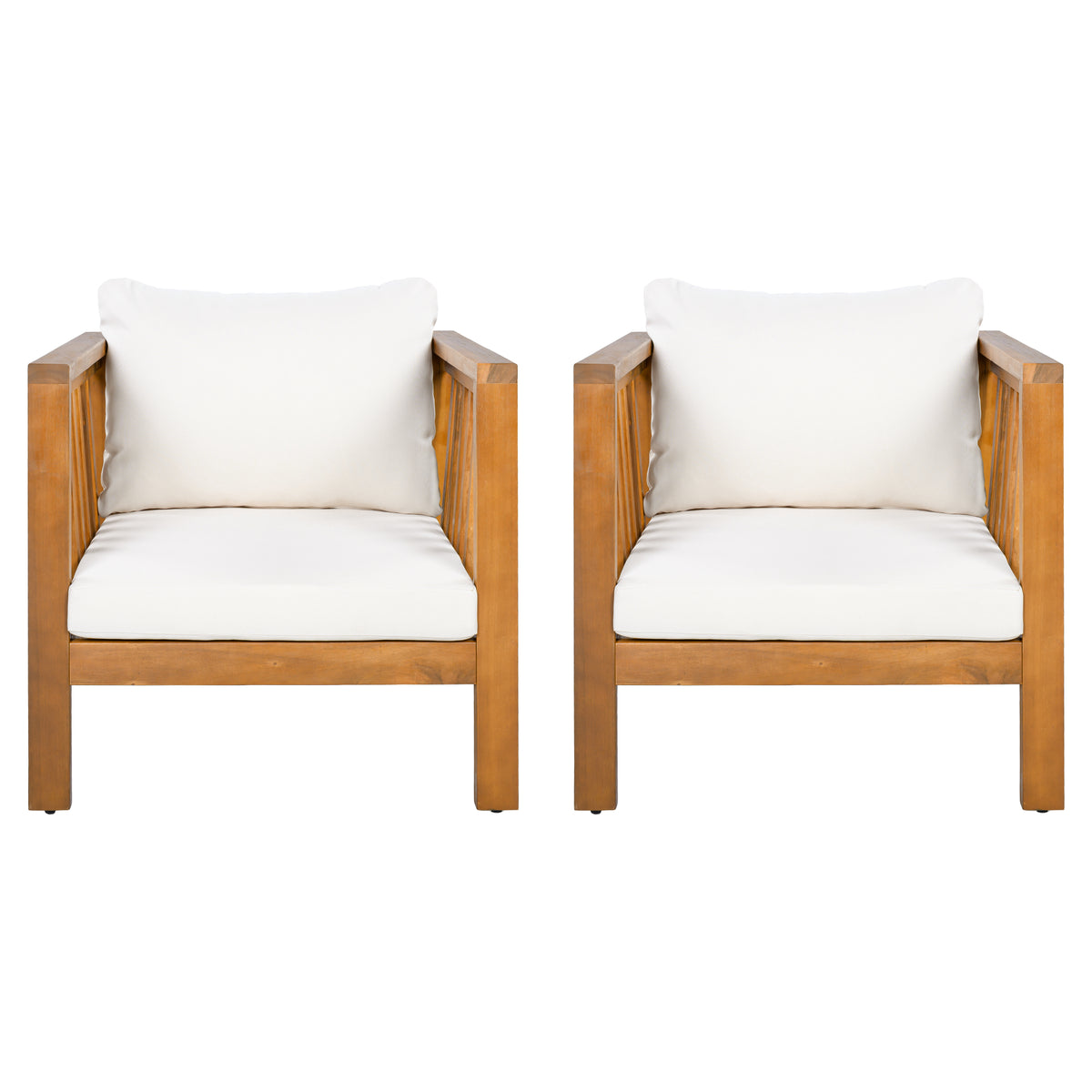 variant-group:rf-n704p448453a|Roomfitters Set of 2 Outdoor Acacia Wood Club Chairs with Modern Square Arms 2-Piece Patio Conversation Set Beige