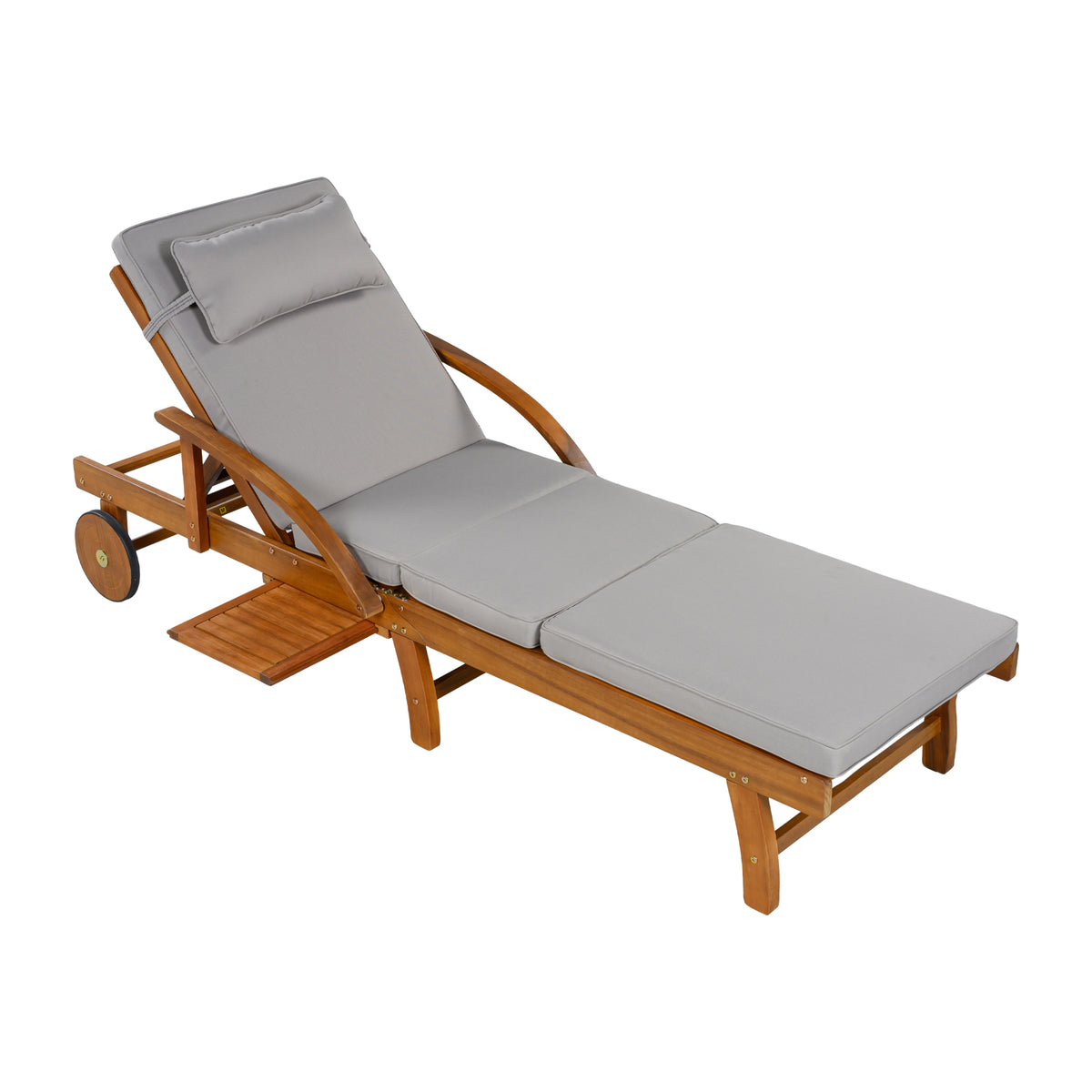 variant-group:rf-n711wy000482aae|Roomfitters 77.5-Inch Adjustable Acacia Wood Outdoor Lounge Chairs, Set of 2 Reclining Chaise Loungers, Grey Cushions