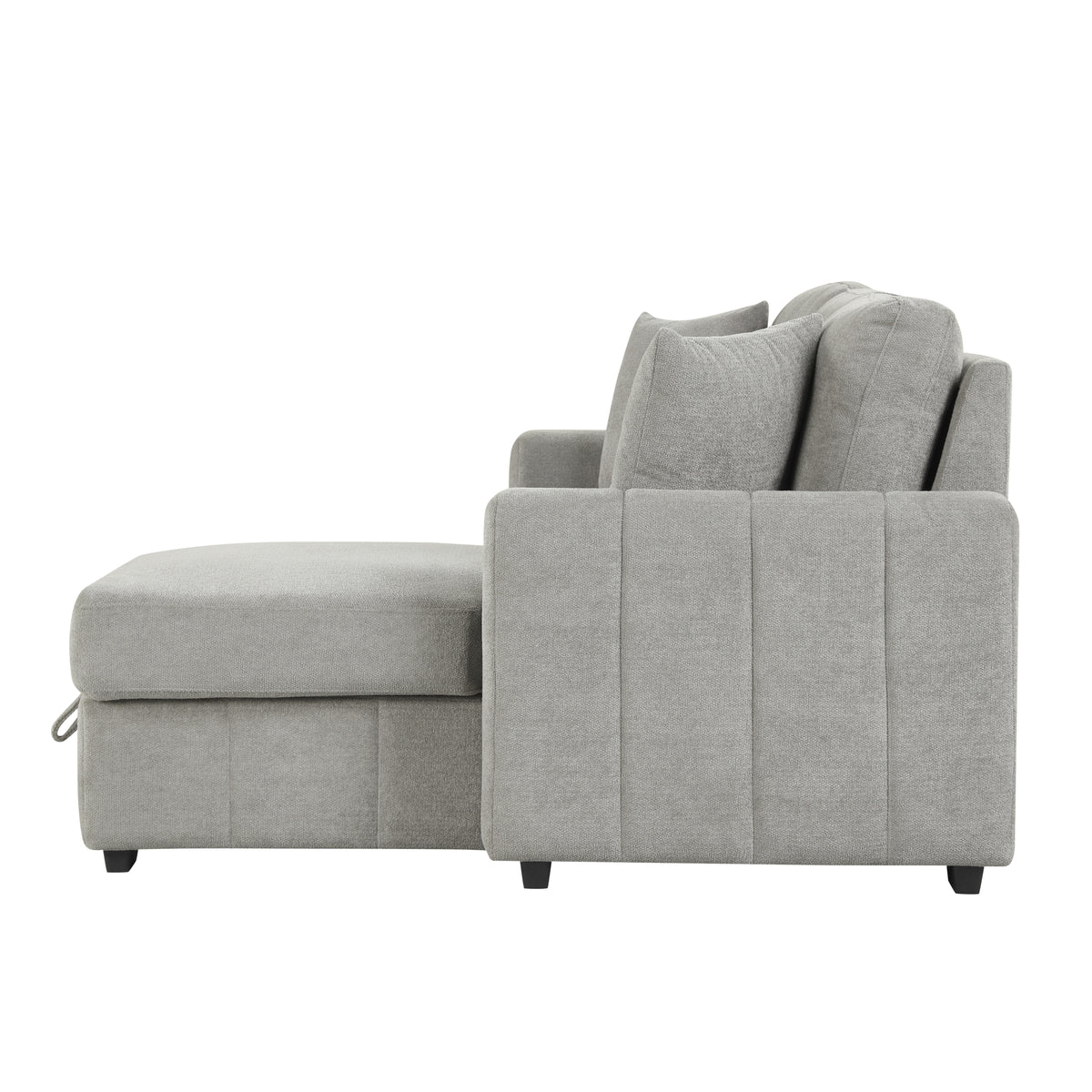 variant-group:rf-n711wy000467aae|Roomfitters 90" L-Shaped Sectional Sleeper Sofa with Storage Chaise and Pull Out Bed, Fold Down Cup Holder Table, Grey