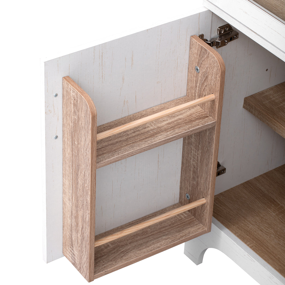 variant-group:rf-n707s288969w|Roomfitters 71" Pantry Cabinet with Arched Top & Glass Doors, 4-Door Storage Hutch with Adjustable Shelves for Kitchen, White