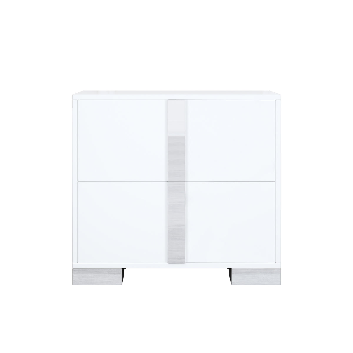 variant-group:rf-n733p307938w|Roomfitters Elegant Mirrored Nightstand with 2 Drawers and Metal Handle, Bedside Table for Bedroom or Living Room, White