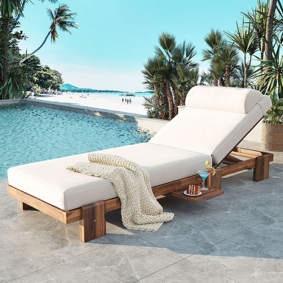 variant-group:rf-n711wy000473aaa|Roomfitters 78.8" Outdoor Patio Chaise Lounge Chair with Adjustable Backrest and Side Table for Poolside & Garden, Beige