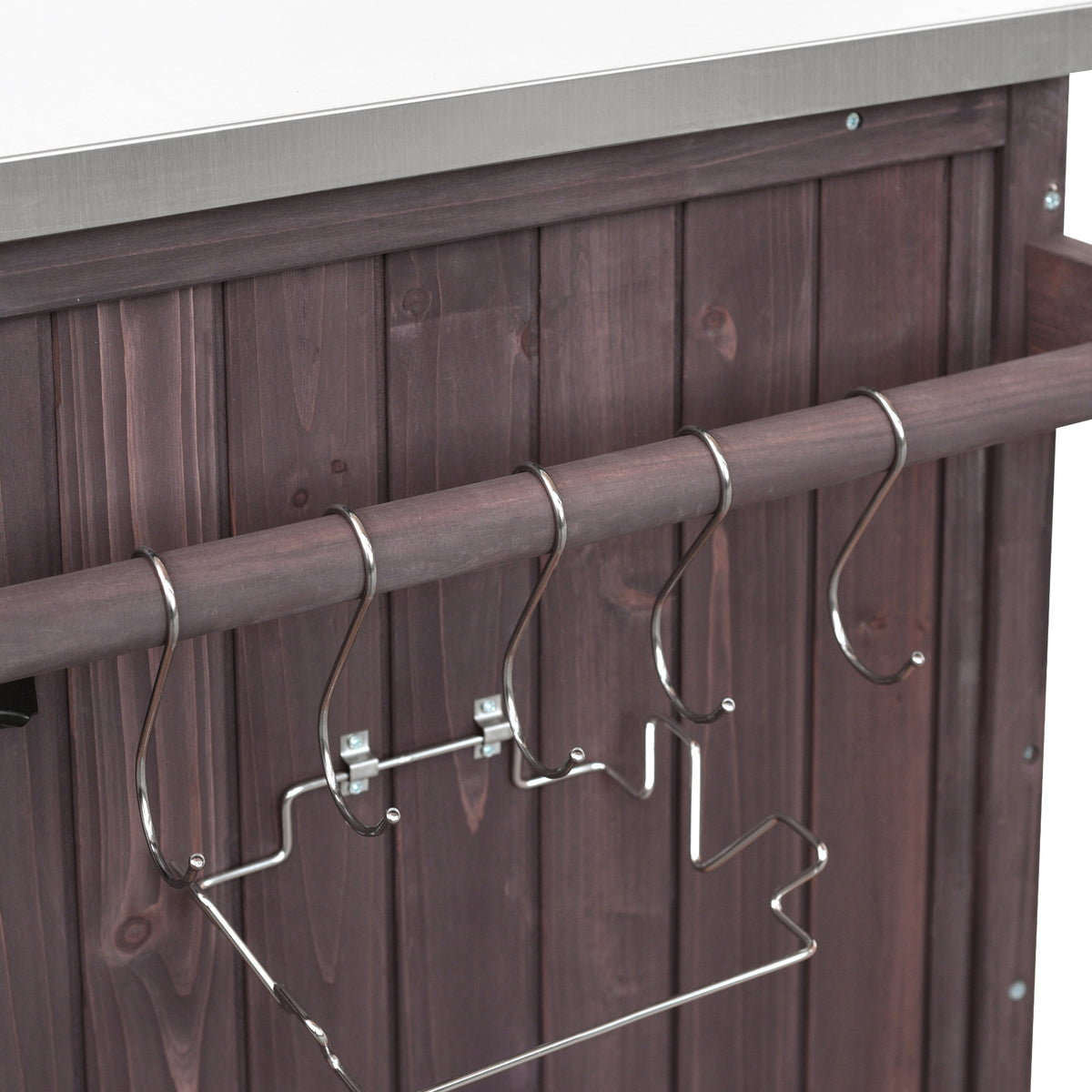 variant-group:rf-n707p370287z|Roomfitters 42.1" Grill Cart, Outdoor Kitchen Island with Stainless Steel Top, BBQ Prep Station with Spice Rack, Dark Brown