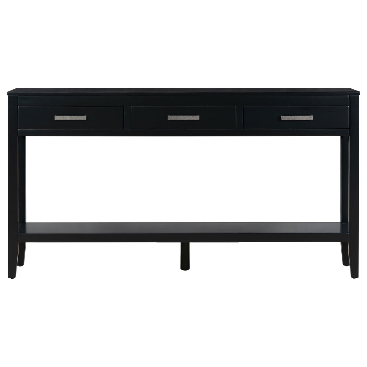 variant-group:rf-n711p410445b|Roomfitters 59.1" Farmhouse Entryway Table with 3 Drawers, Slim Console Sofa Table with Open Shelf for Hallway, Black