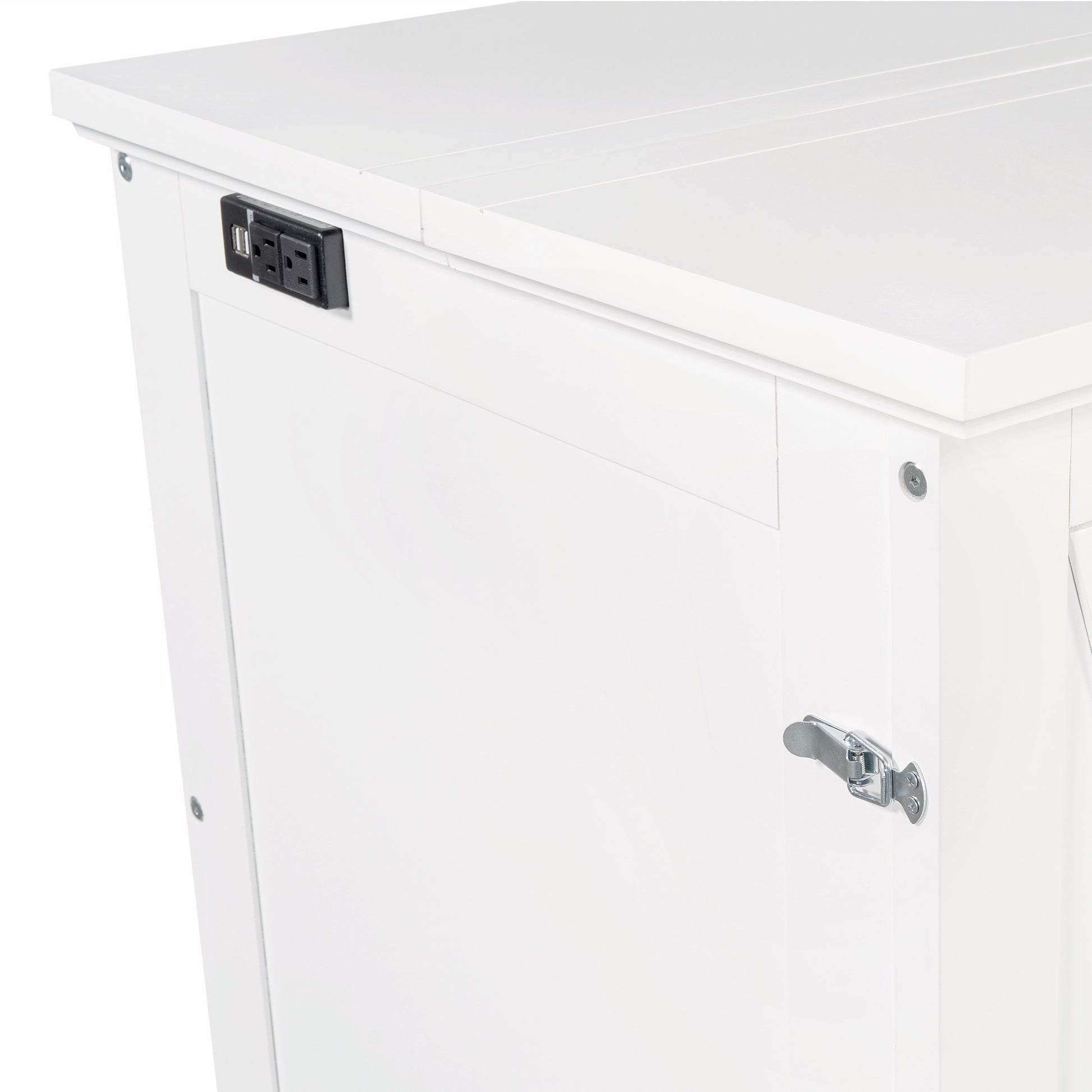 variant-group:rf-n701bs701p170503k|Roomfitters Queen Size Murphy Bed Cabinet with Charging Station and Storage Drawer, Freestanding Fold Out Guest Bed, White