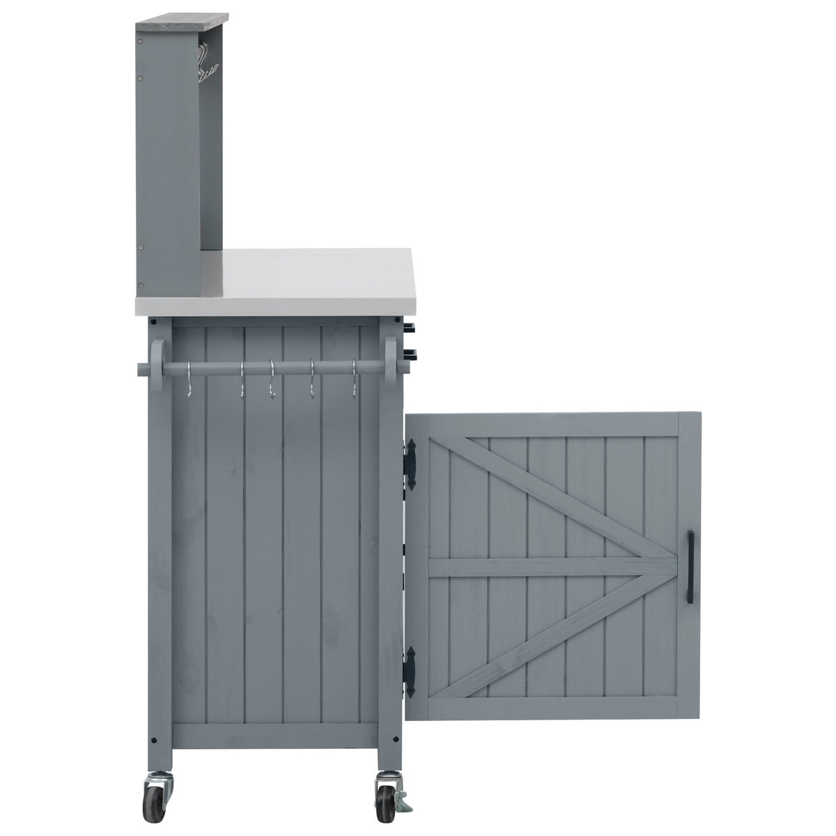 variant-group:rf-n707p409087g|Roomfitters 54.1" Grill Cart, Outdoor Kitchen Prep Station with Stainless Steel Top and Propane Tank Storage, Grey+Blue