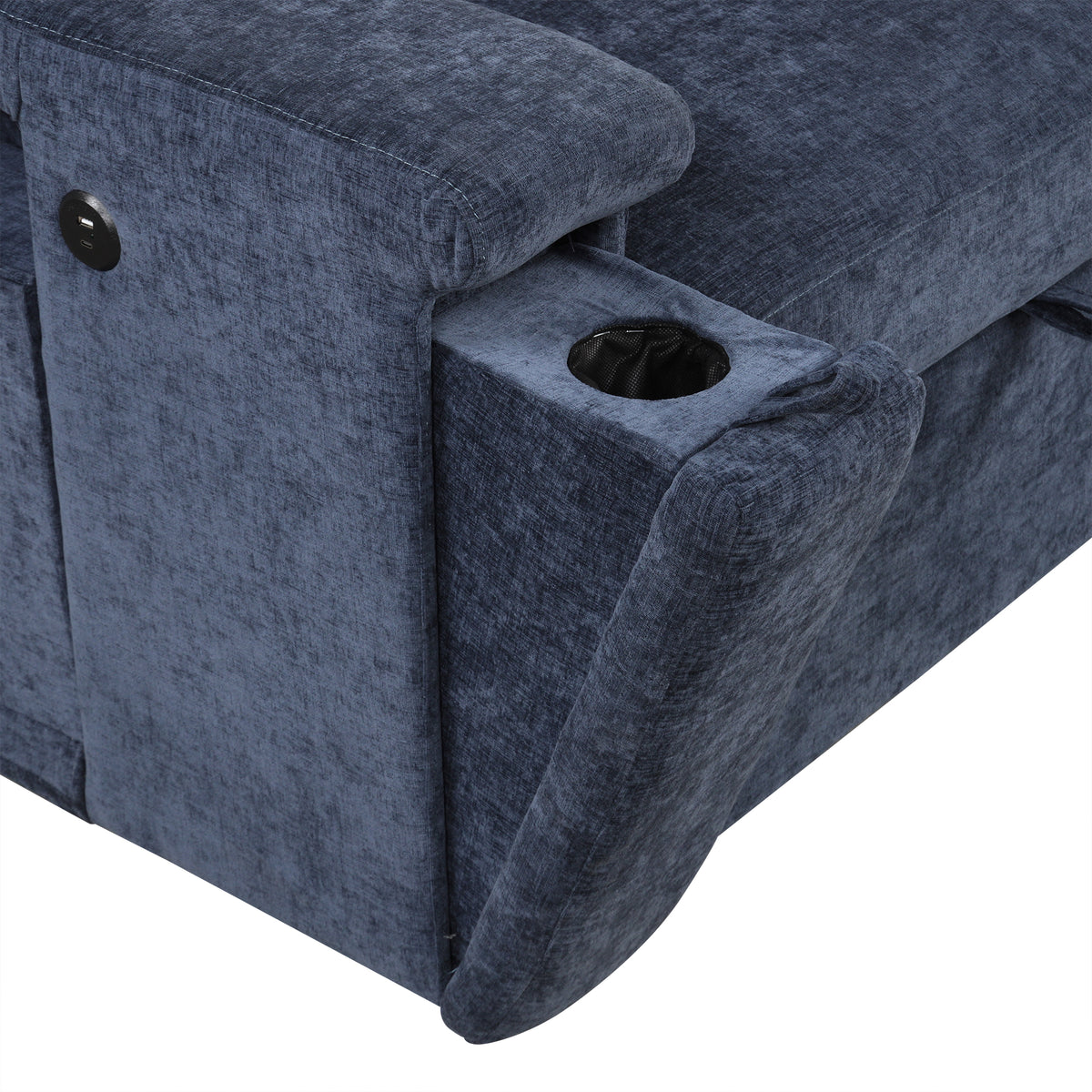 variant-group:rf-n711wy000390aac|Roomfitters L-Shaped Padded Modular Sofa with Storage Space, USB Ports, and Cup Holders on the Armrests, Suitable for Living Rooms, Offices, and Apartments, Blue